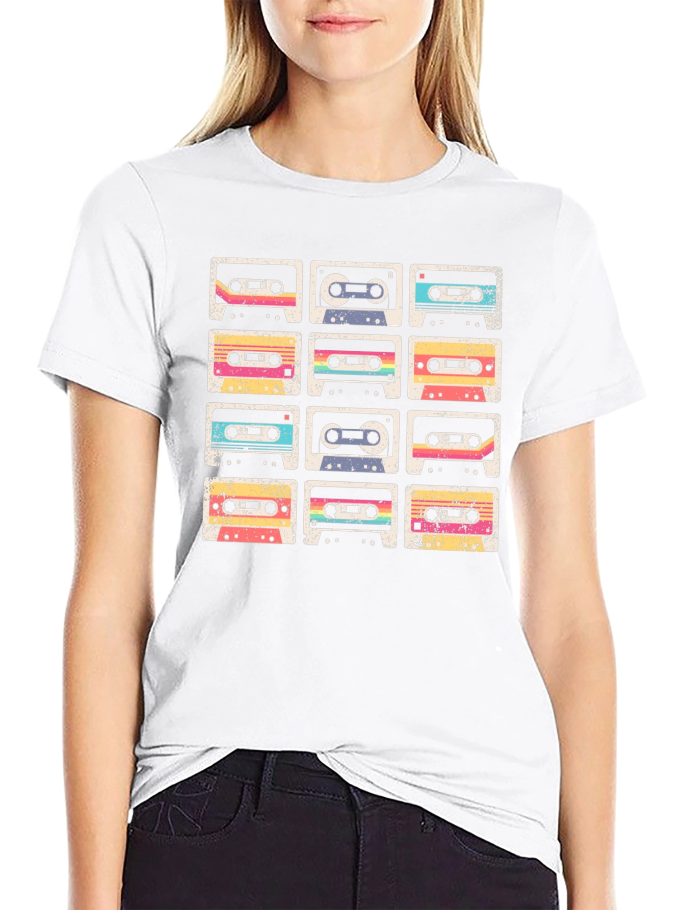 Retro Cassette Tape Grid Graphic Tee