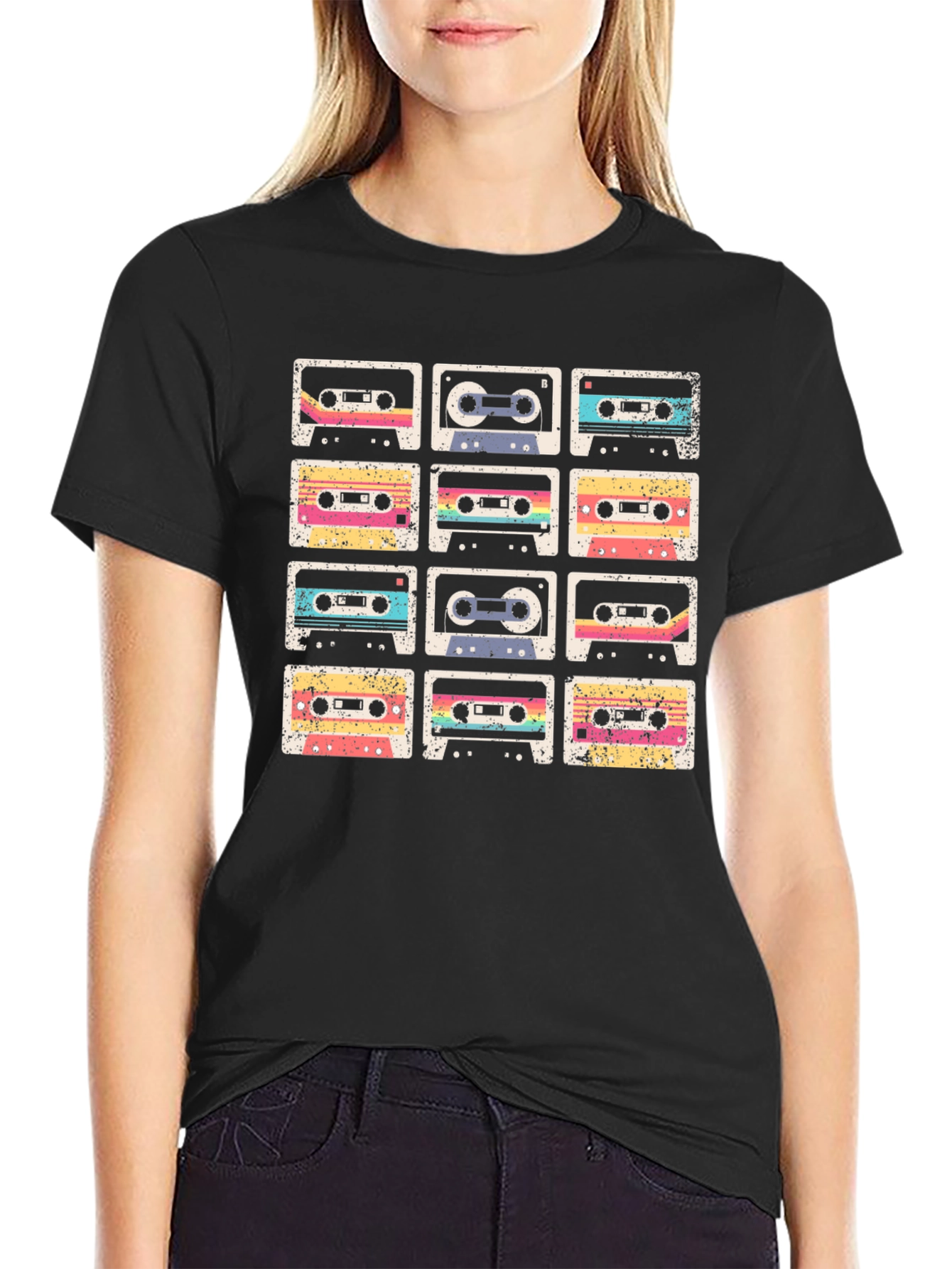Retro Cassette Tape Grid Graphic Tee