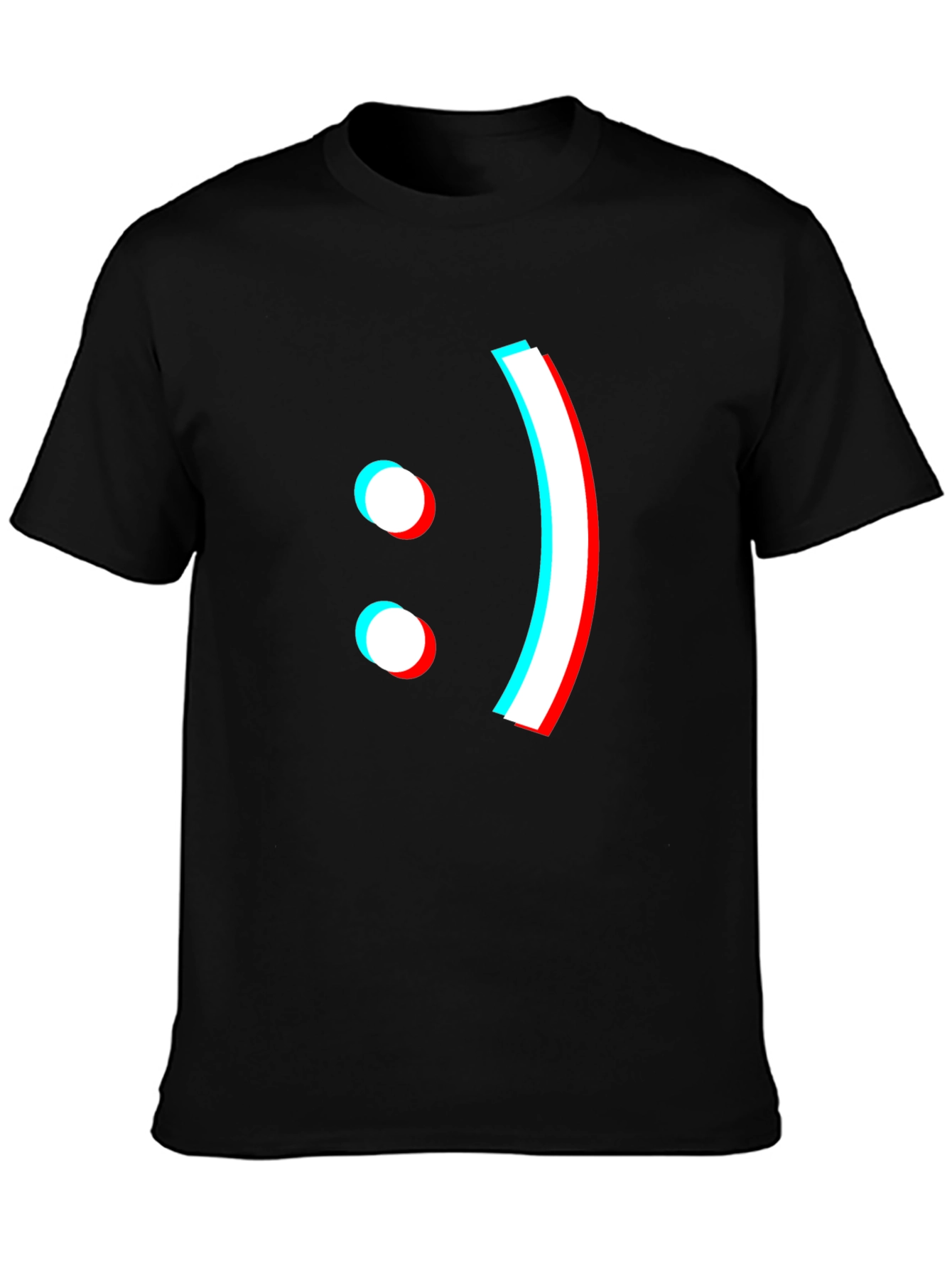 Stereoscopic Smiley Face Black T-Shirt