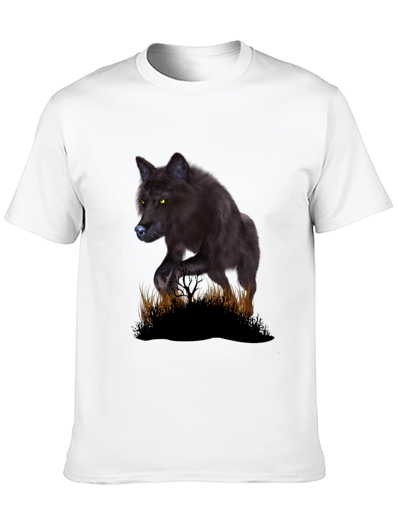 Black Wolf Graphic Tee - Mens Crew Neck T-Shirt