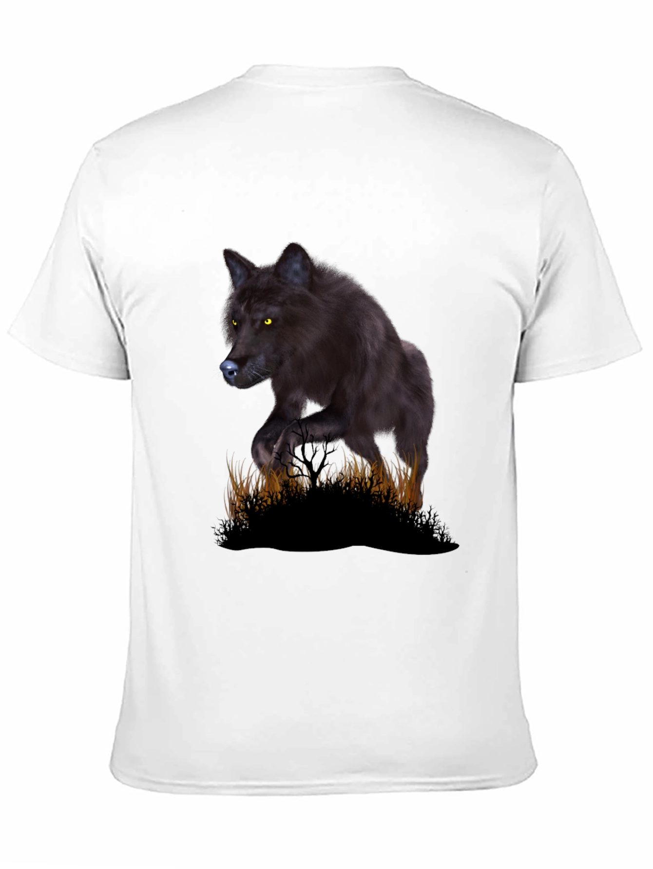 Black Wolf Graphic Tee - Mens Crew Neck T-Shirt