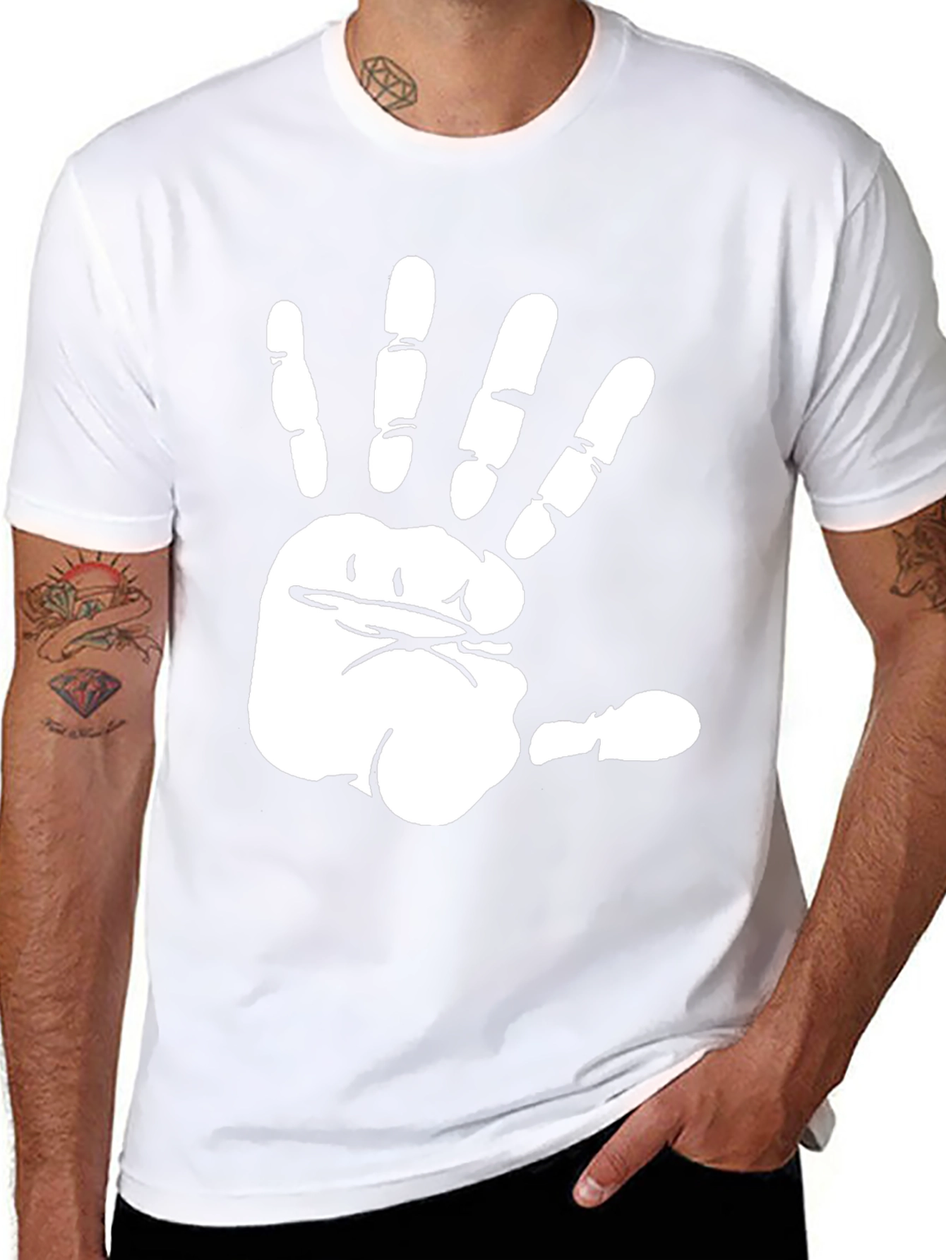 Funny Hand Print Black T-Shirt