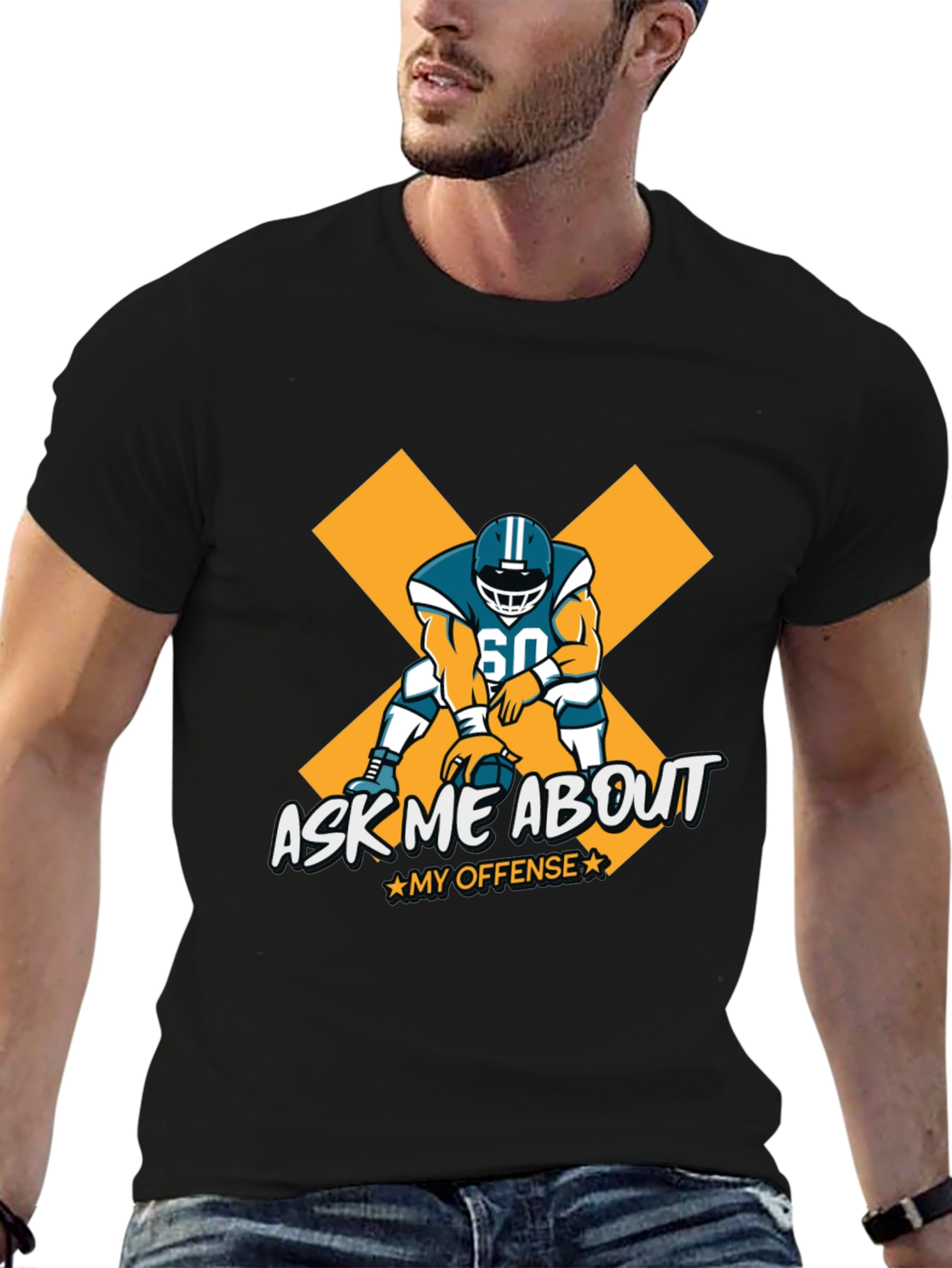 Ask Me About My Offense Football Graphic Tee