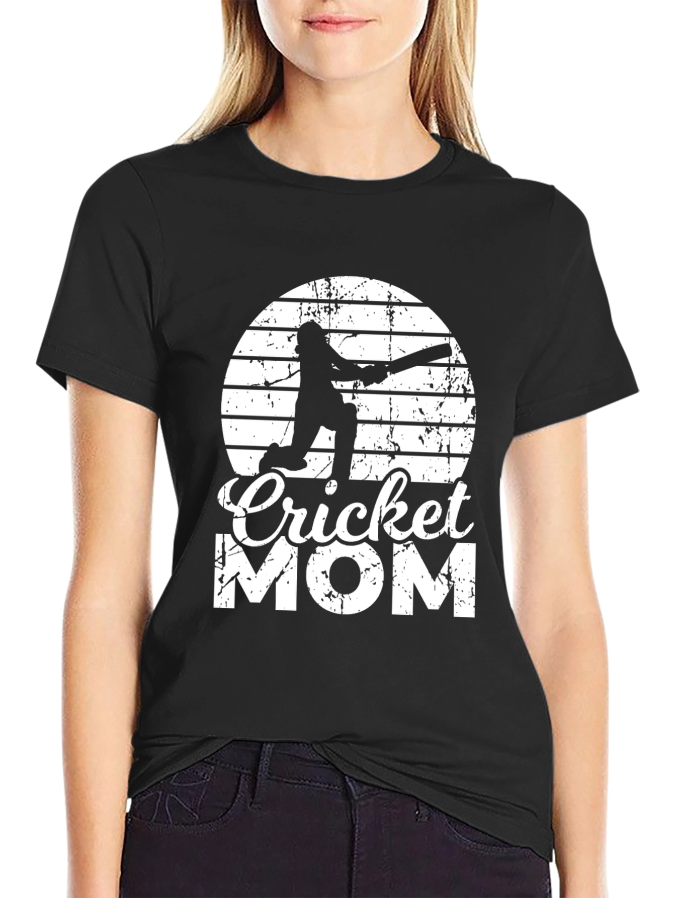 Cricket Mom Graphic Tee - Black Cotton T-Shirt