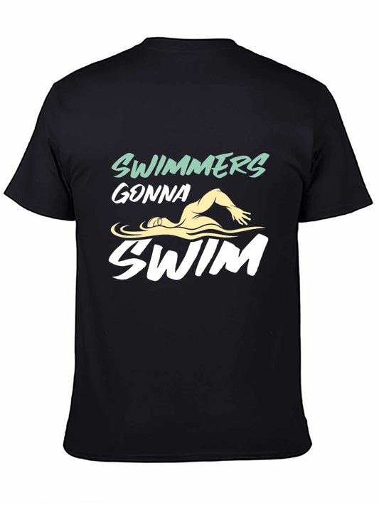 Swimmers Gonna Swim Graphic Tee - Black Cotton
