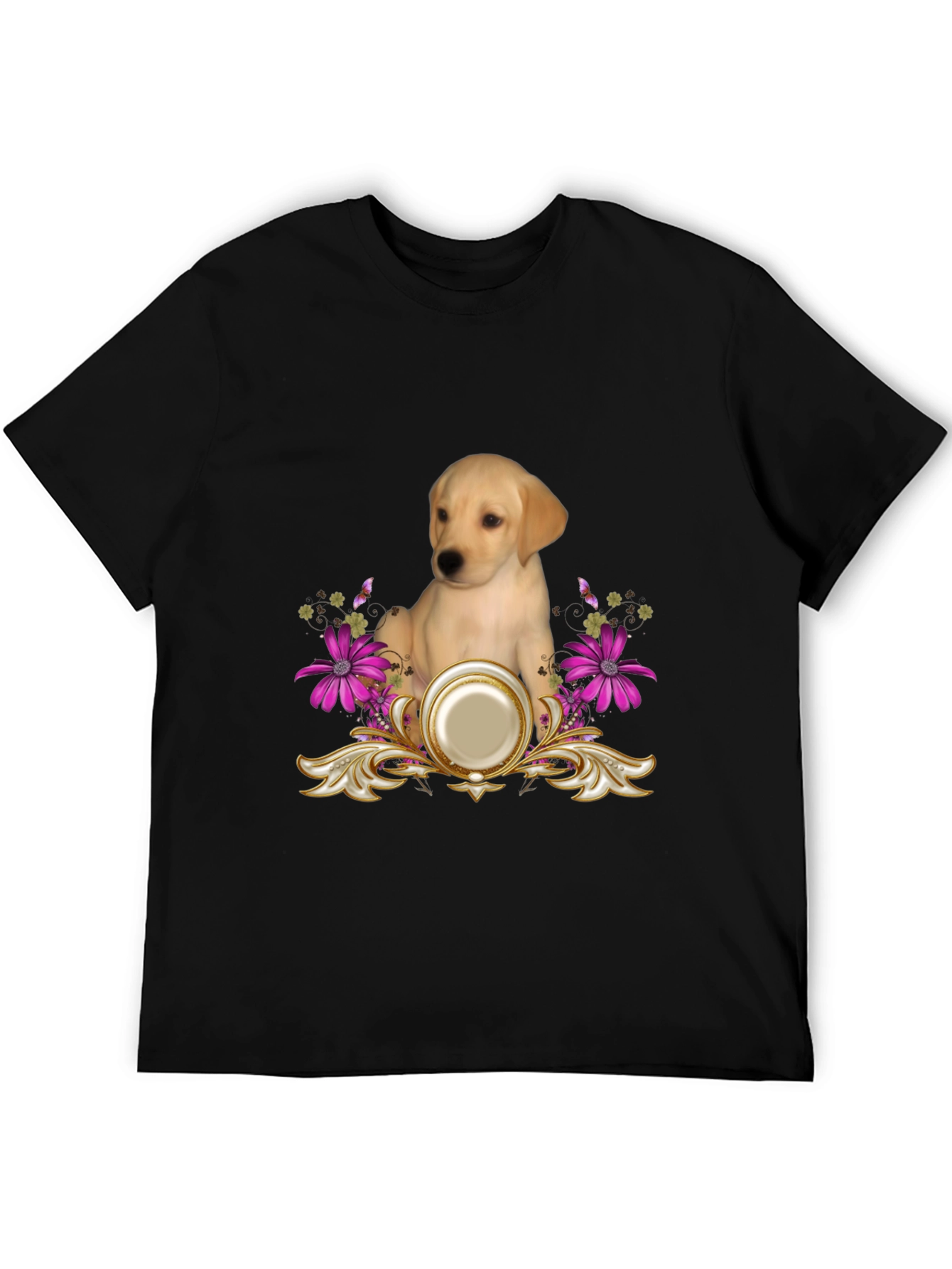 Labrador Puppy & Floral T-Shirt