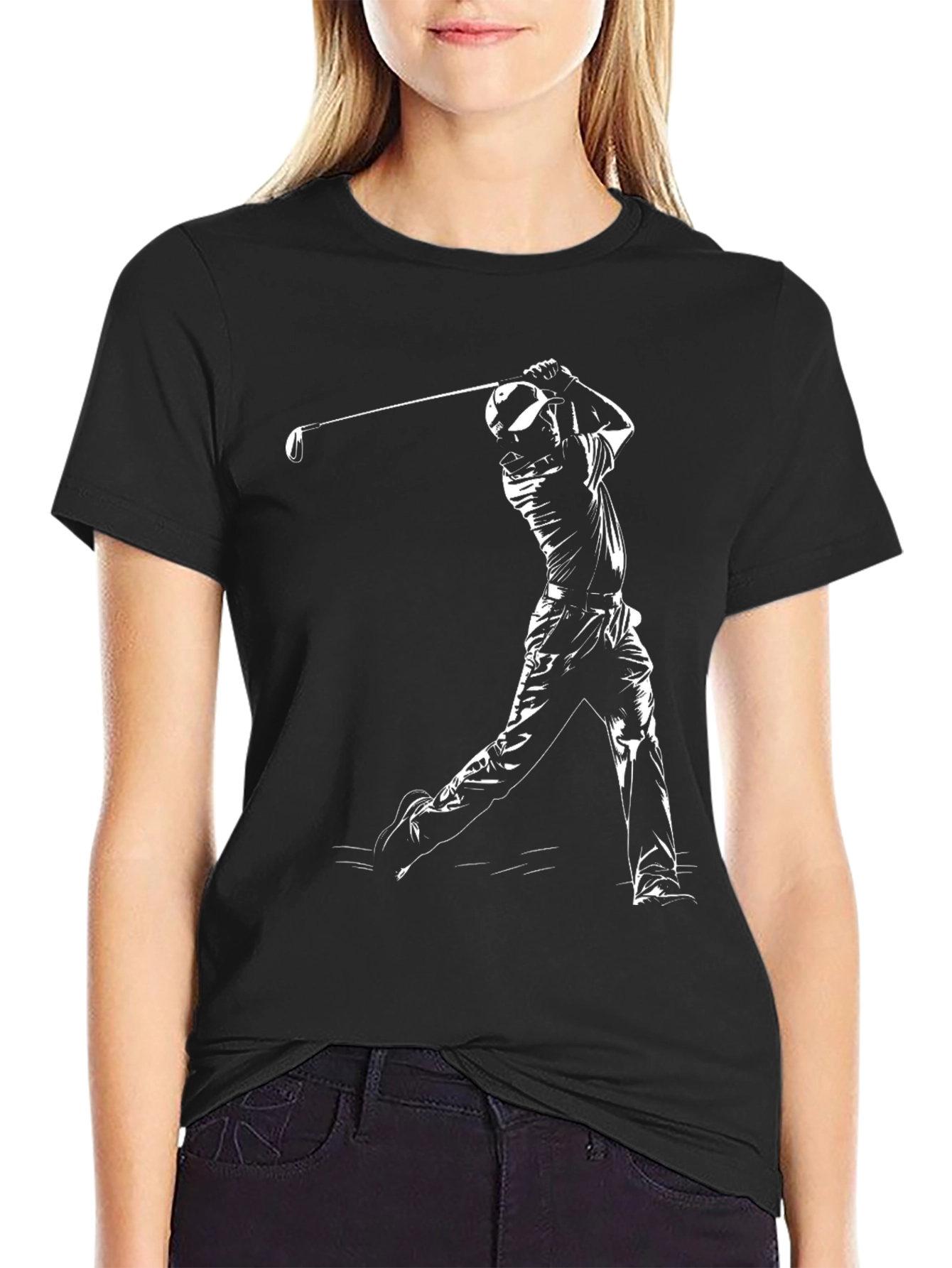 Golf Swing Graphic Tee - Black Cotton Blend