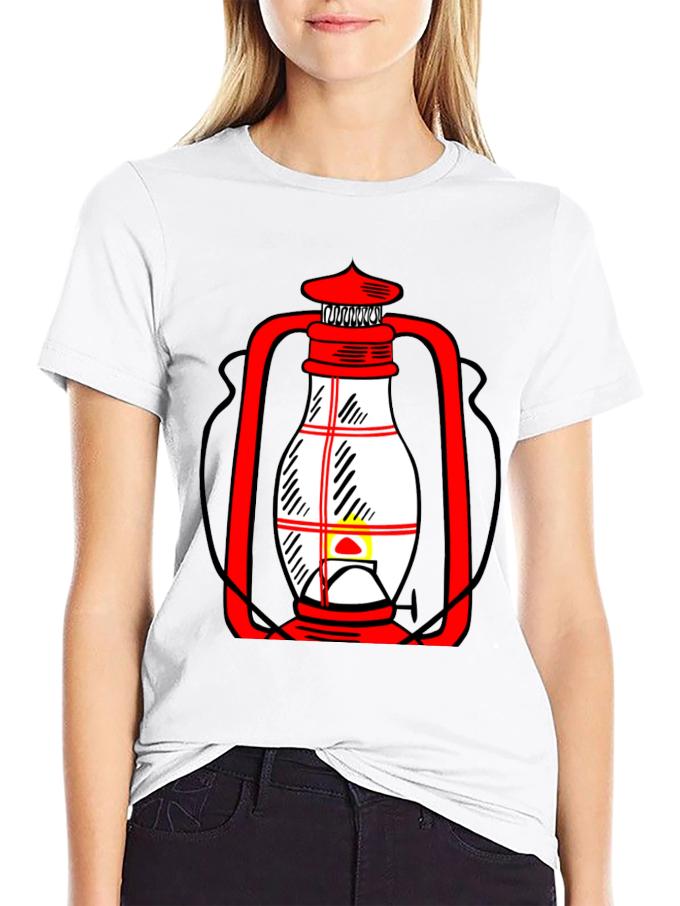 Lantern Graphic T-Shirt - Black Casual Tee