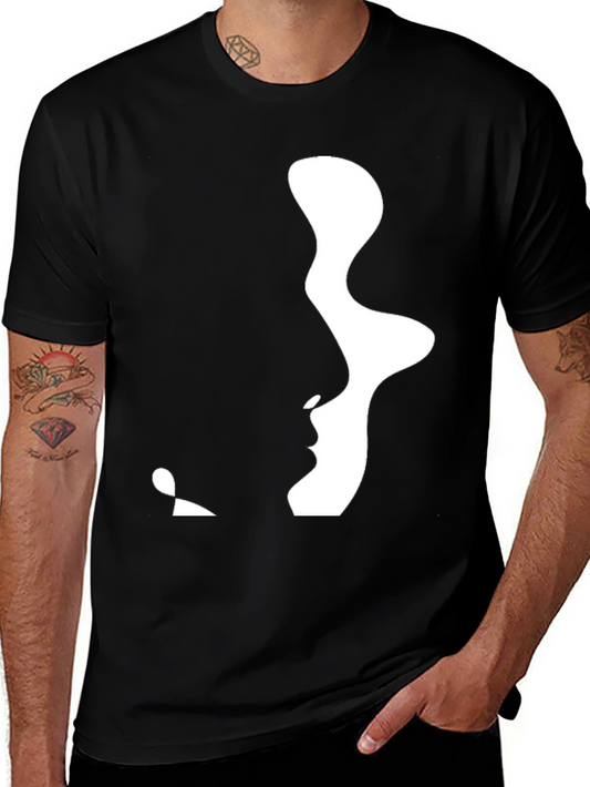 Abstract Faces Graphic Tee - Modern Black T-Shirt