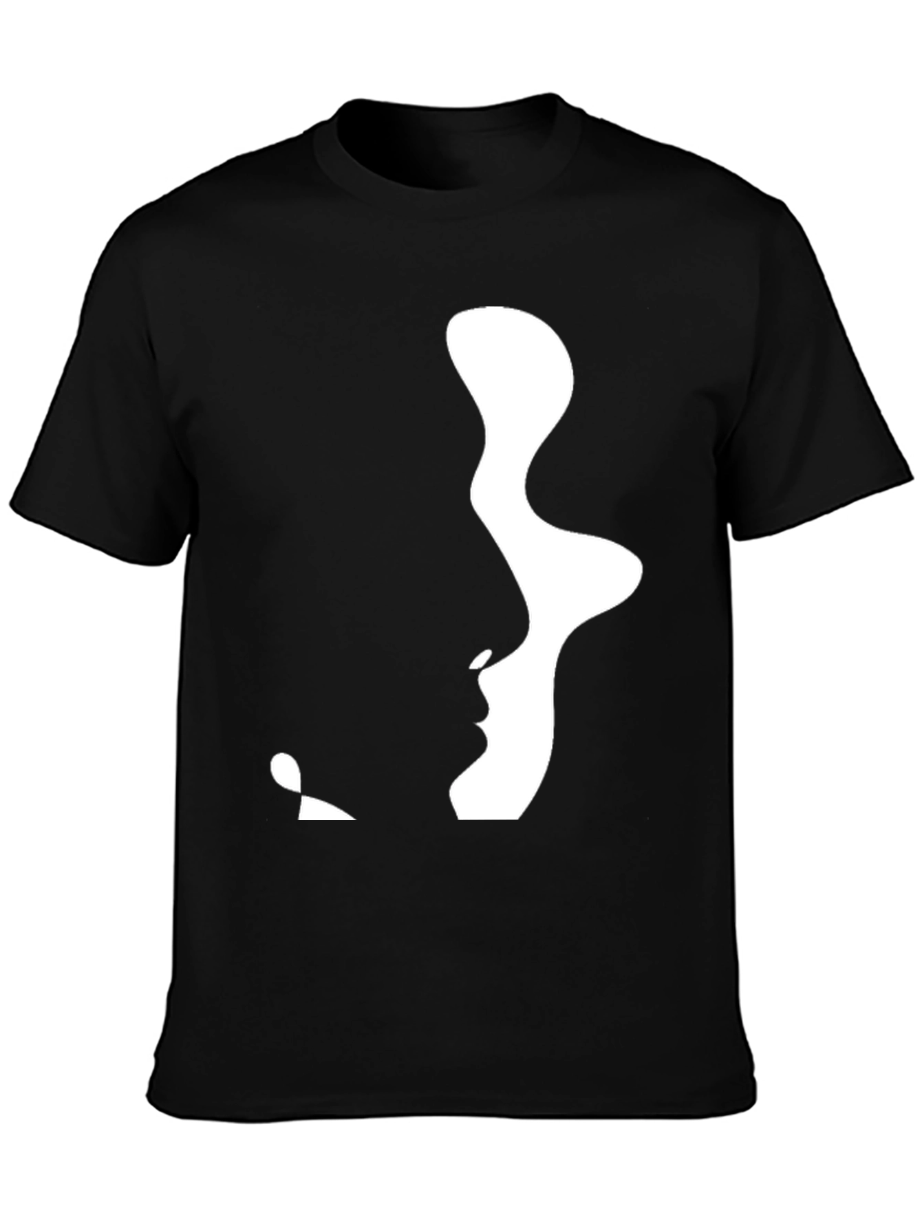 Abstract Faces Graphic Tee - Modern Black T-Shirt