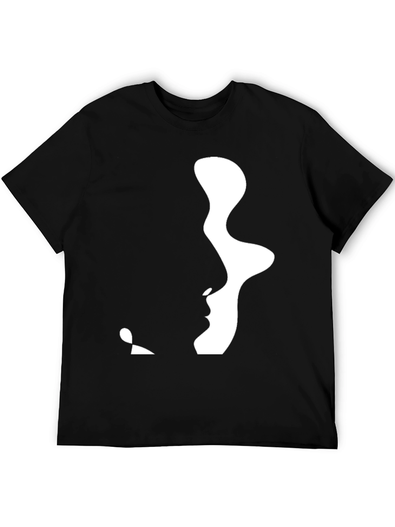 Abstract Faces Graphic Tee - Modern Black T-Shirt
