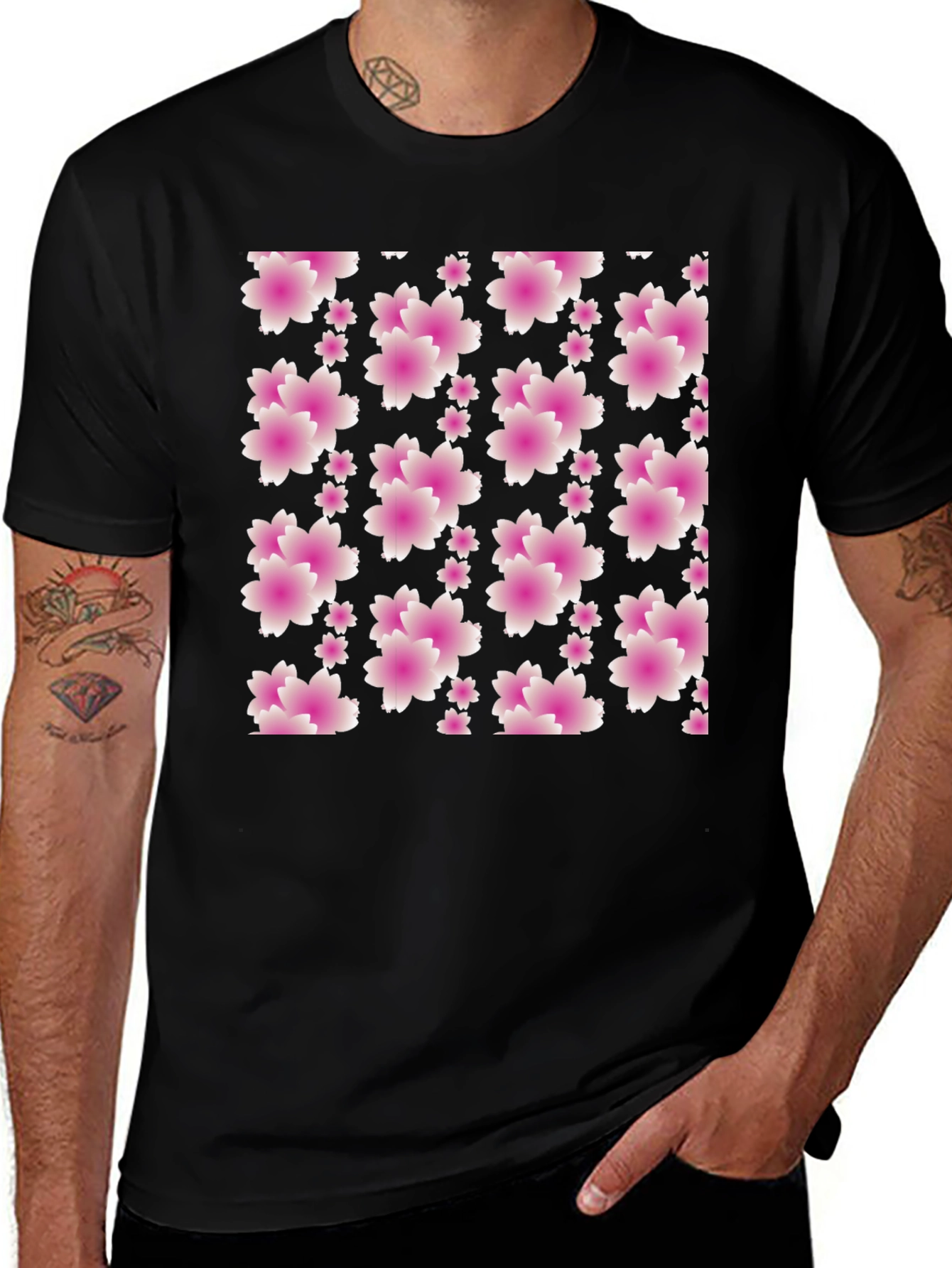 Floral Blossom Black T-Shirt