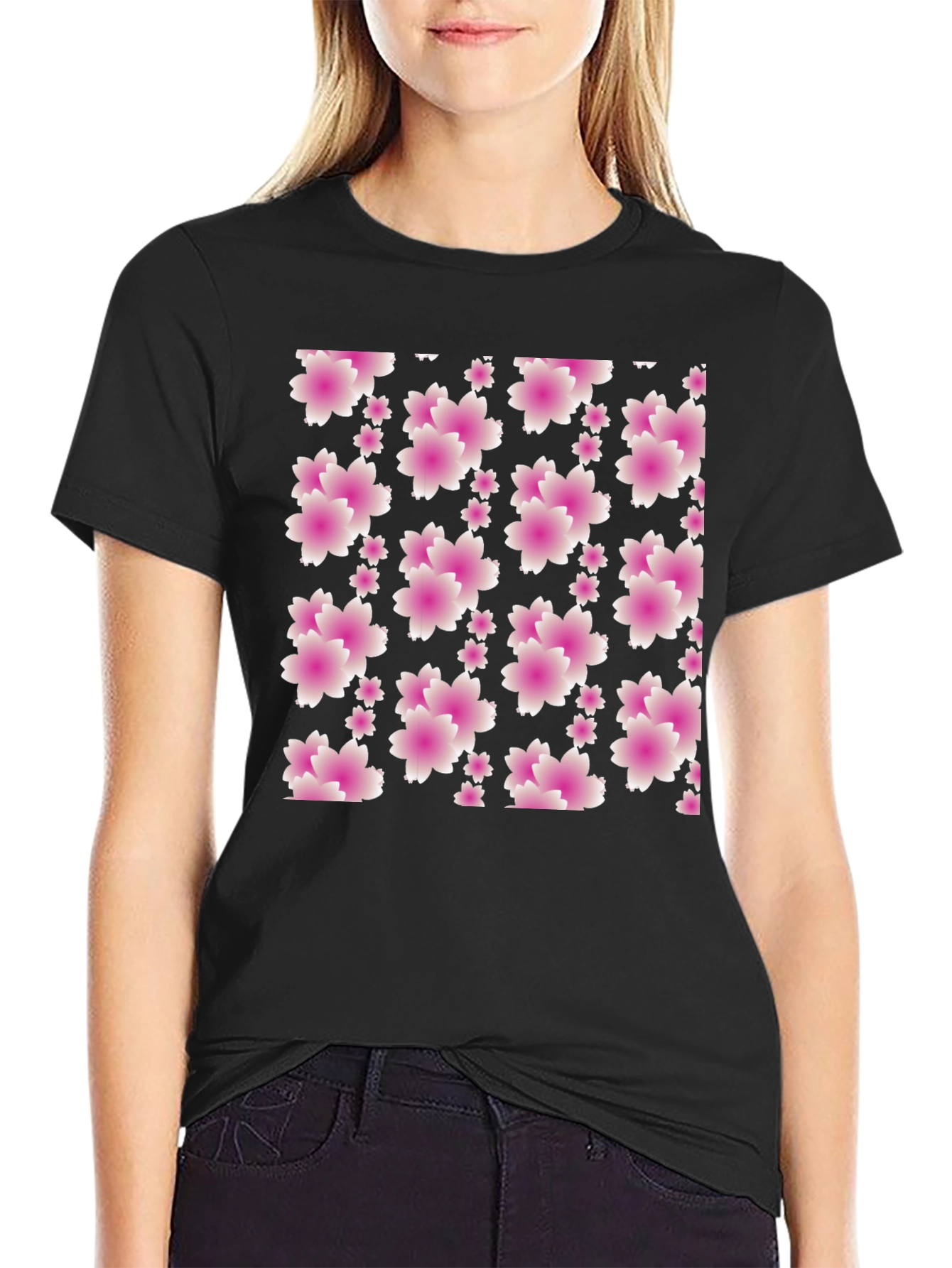 Floral Blossom Black T-Shirt
