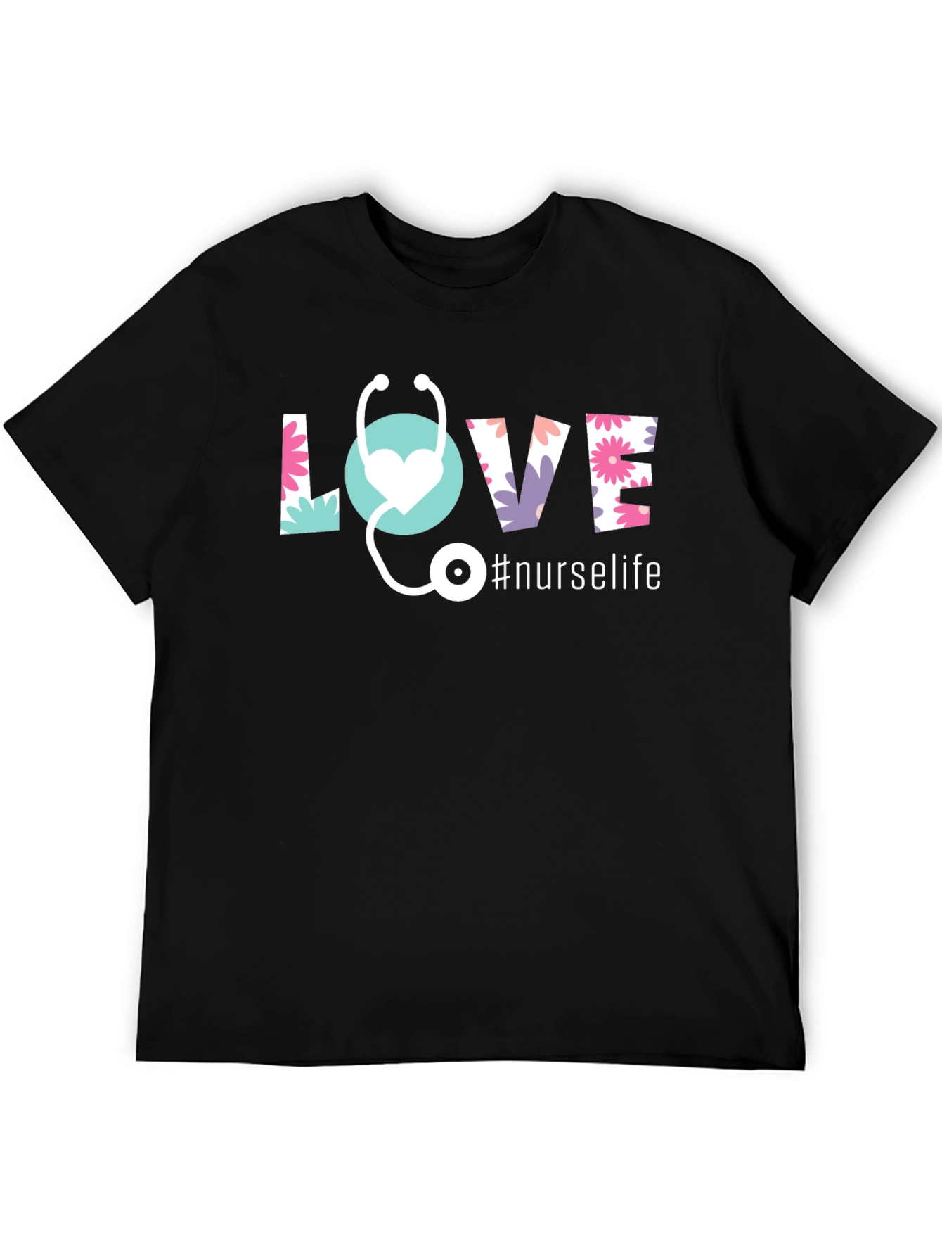 Nurse Life Floral LOVE Graphic T-Shirt
