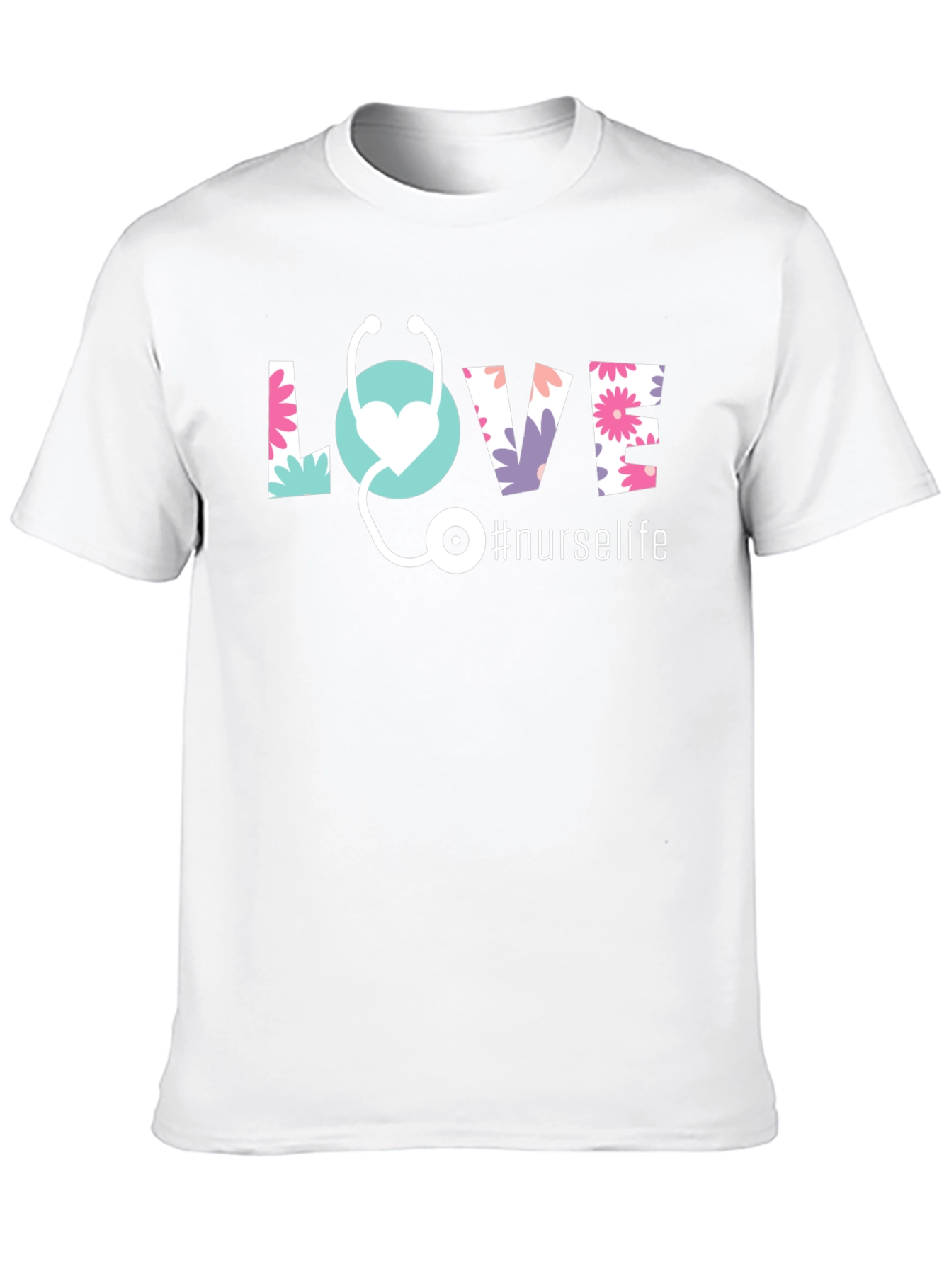 Nurse Life Floral LOVE Graphic T-Shirt