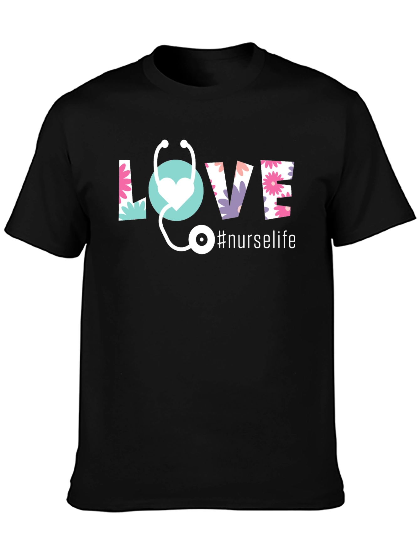 Nurse Life Floral LOVE Graphic T-Shirt