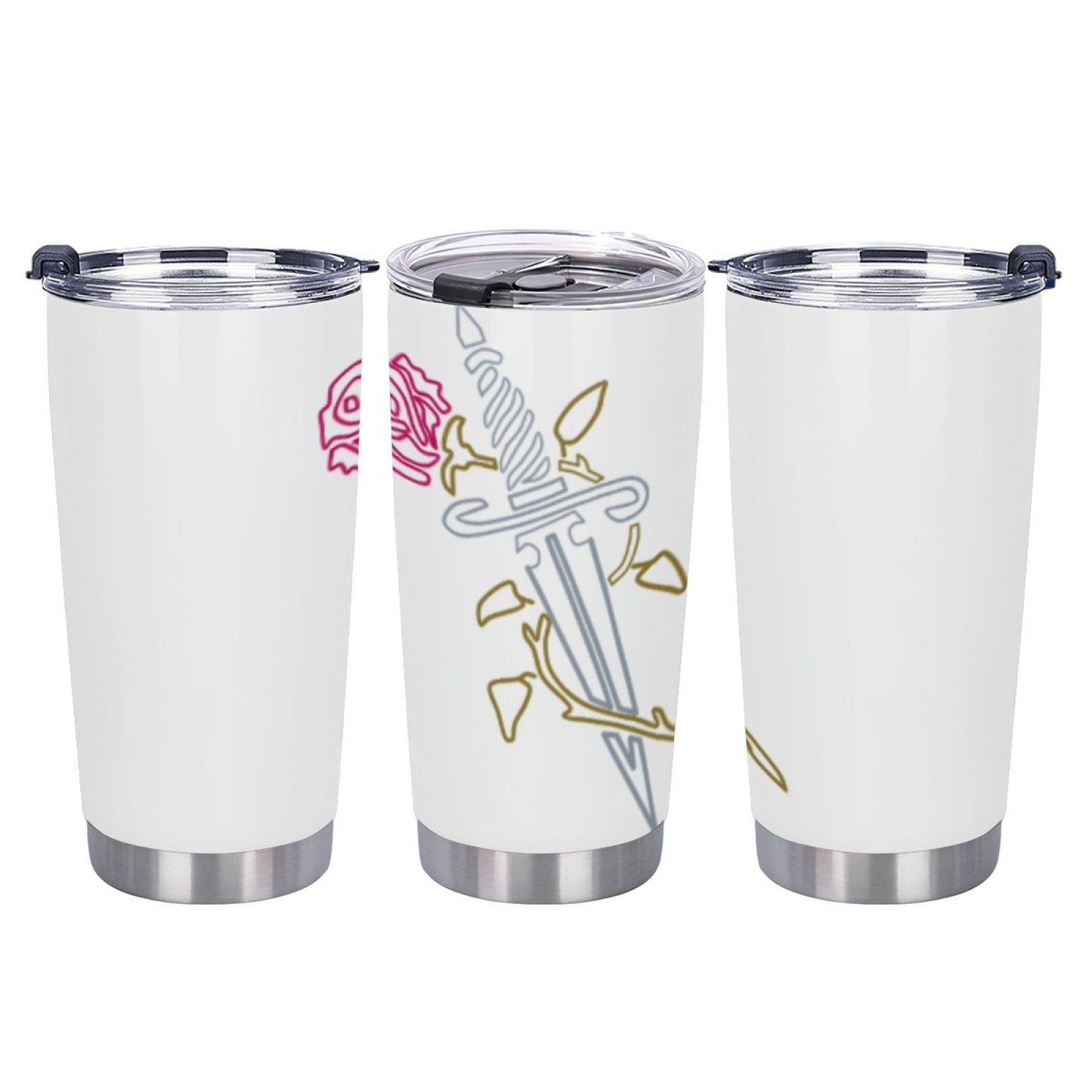 Trendy Graphic Insulated Tumbler - Stainless Steel Leak-Proof Travel Cup