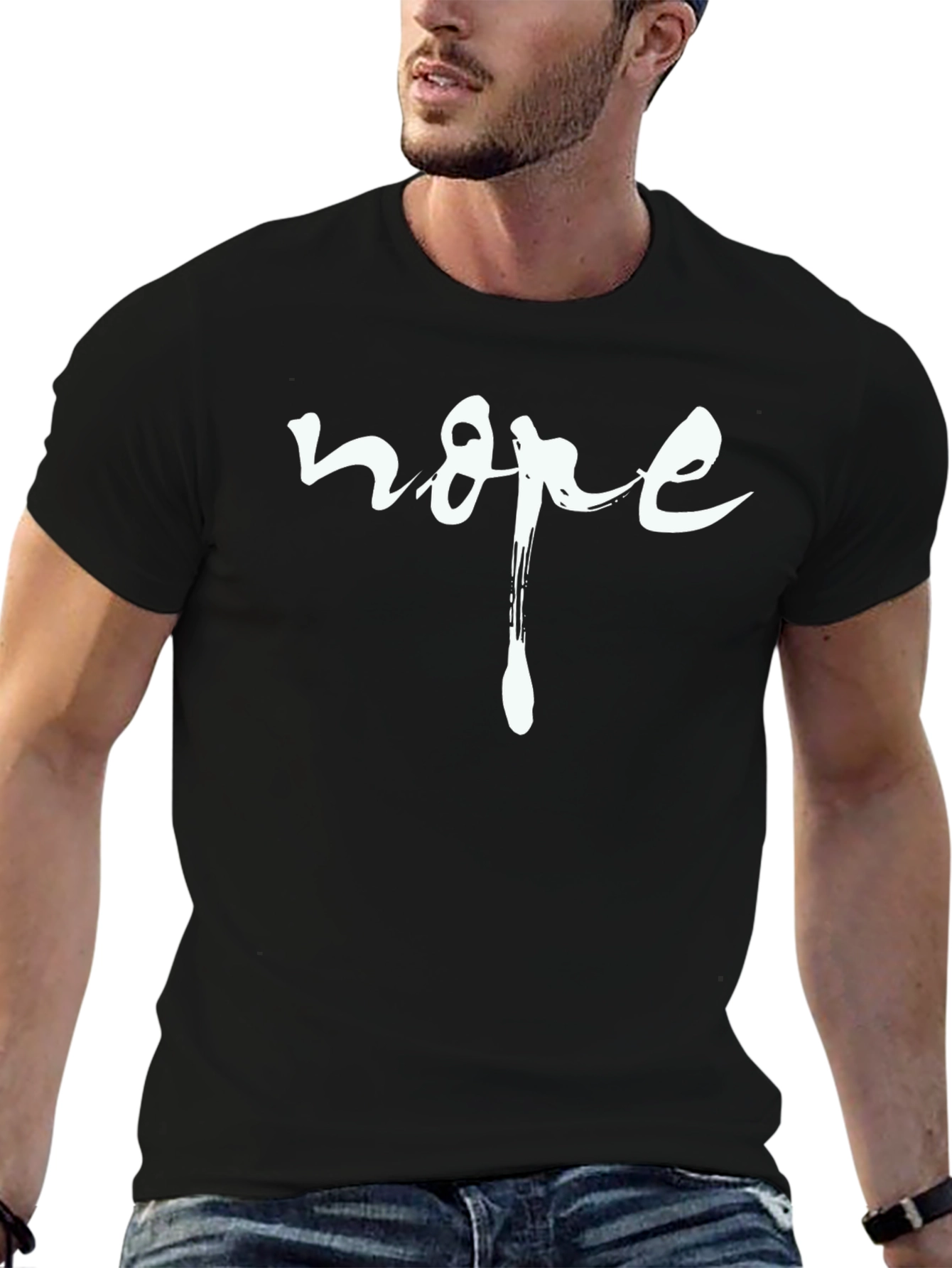 Nope Graphic Tee - Black Crew Neck Cotton T-Shirt