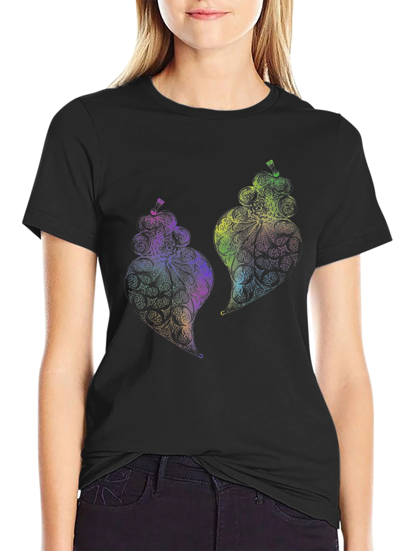 Psychedelic Fruit Graphic Black T-Shirt