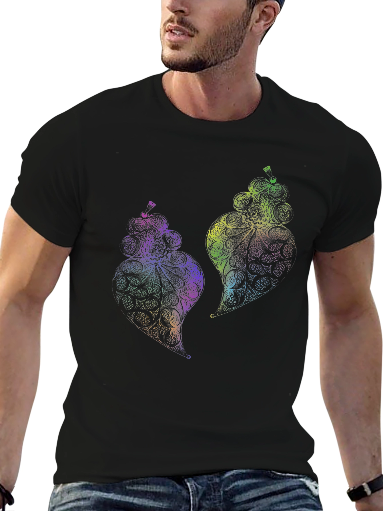 Psychedelic Fruit Graphic Black T-Shirt