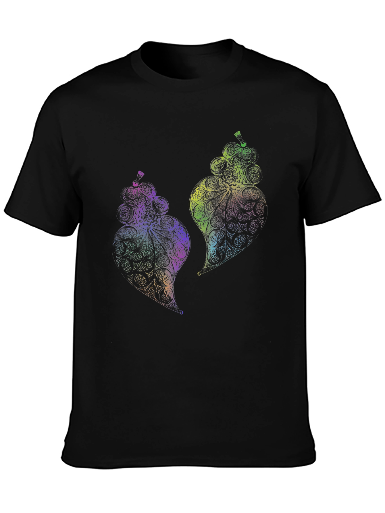Psychedelic Fruit Graphic Black T-Shirt