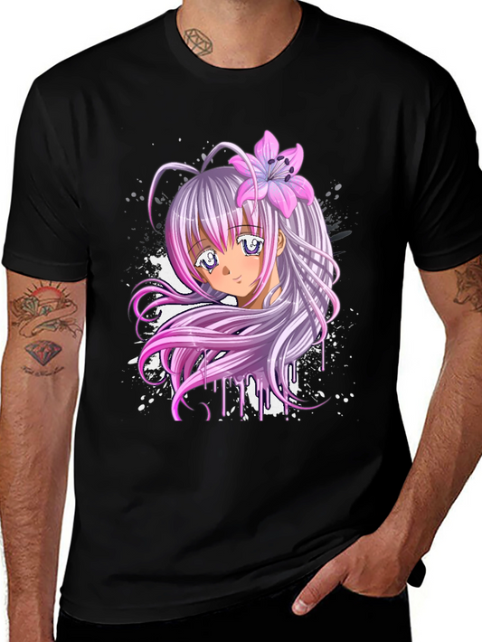 Anime Girl Graphic Black T-Shirt