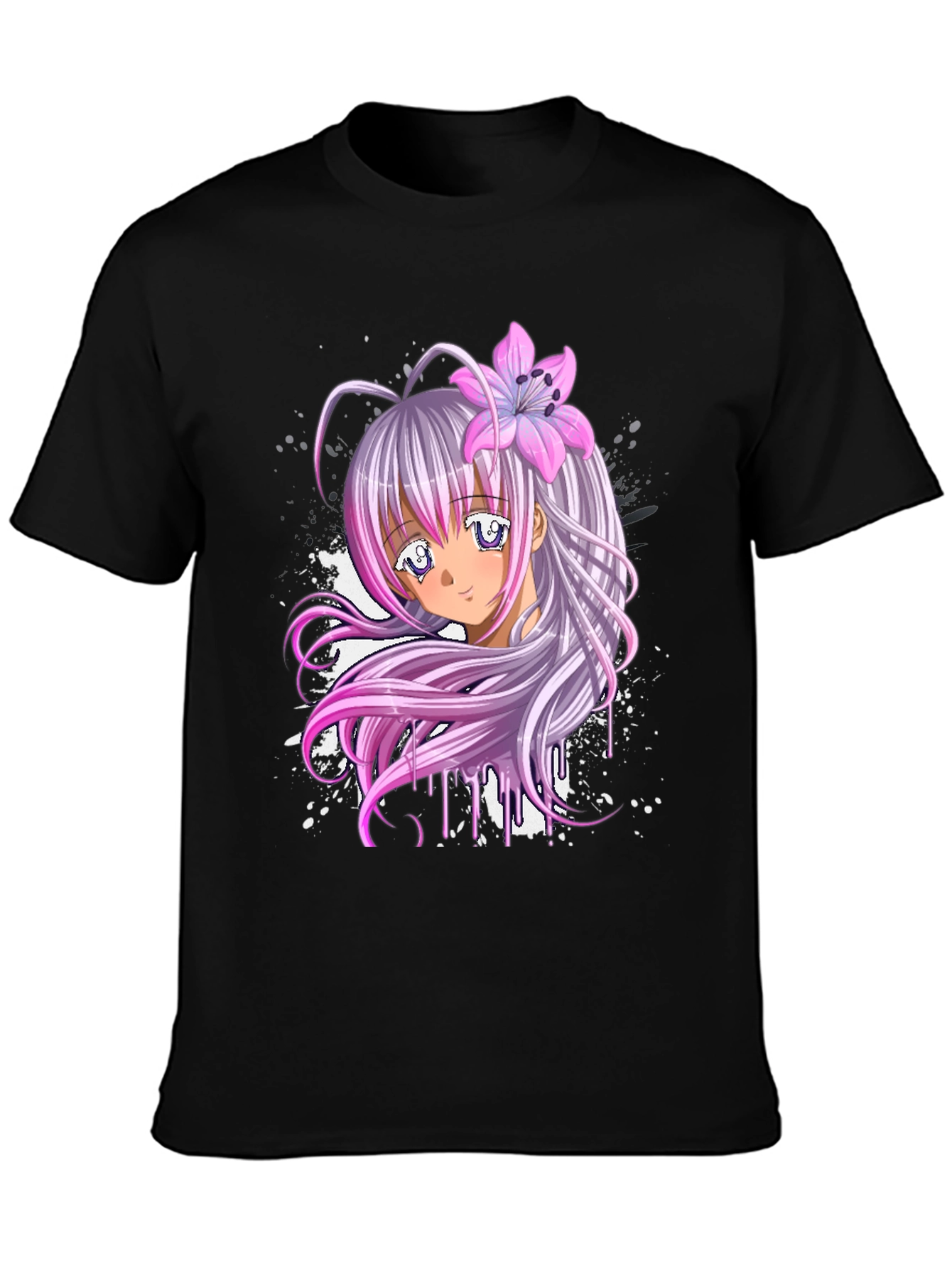 Anime Girl Graphic Black T-Shirt