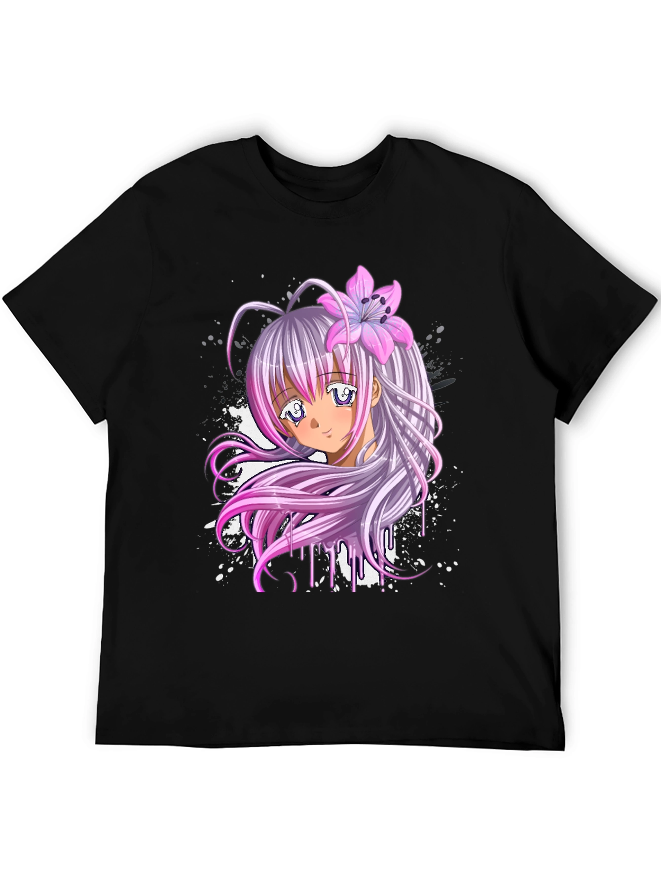 Anime Girl Graphic Black T-Shirt