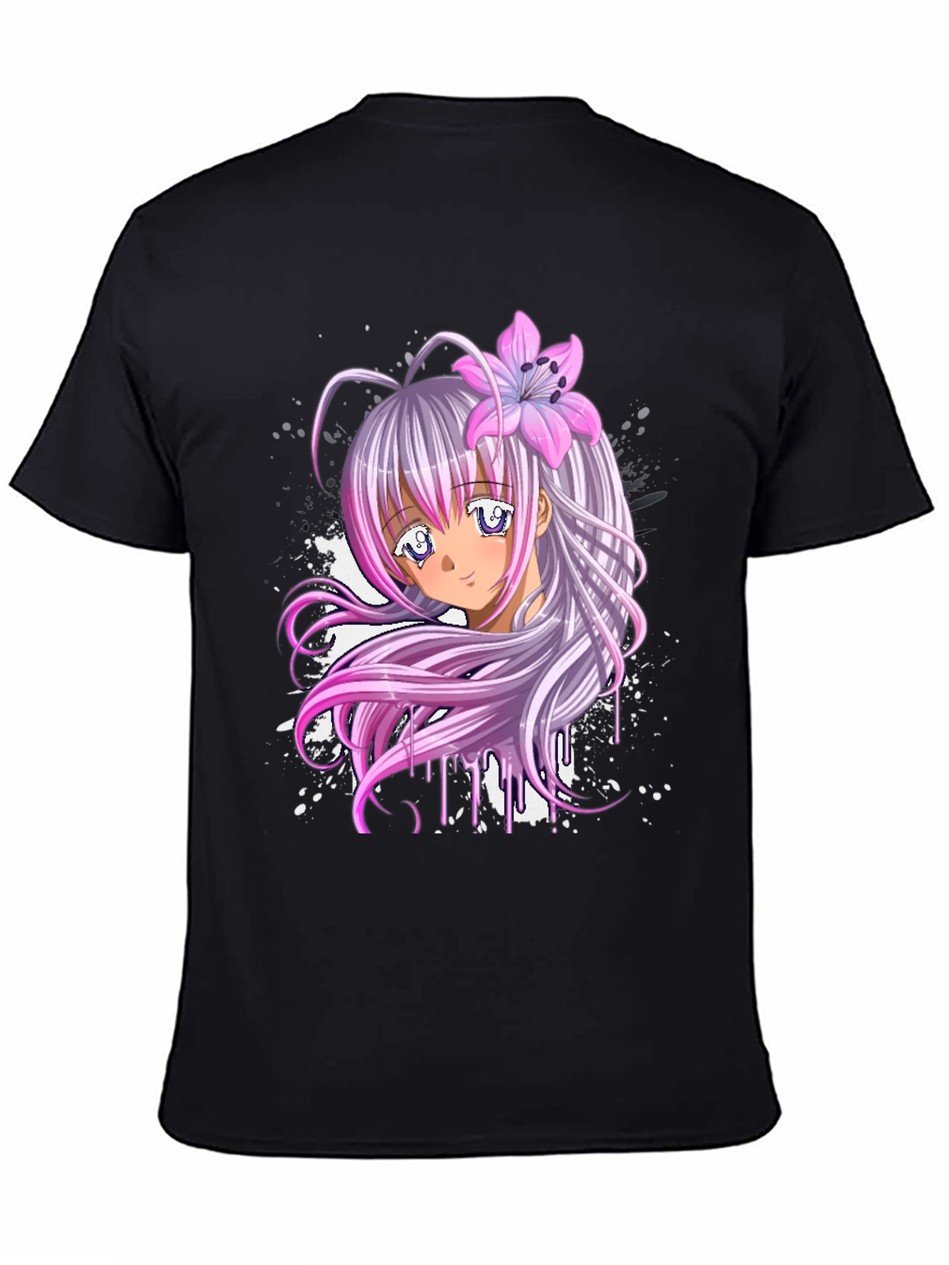 Anime Girl Graphic Black T-Shirt