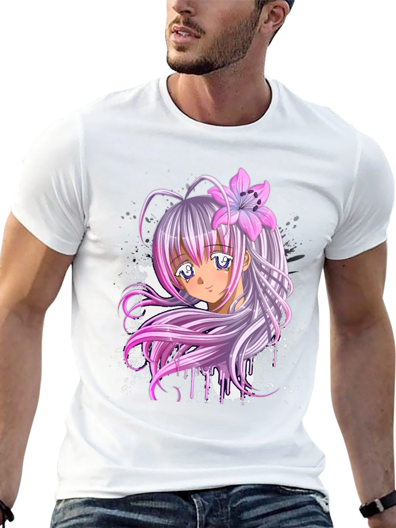 Anime Girl Graphic Black T-Shirt