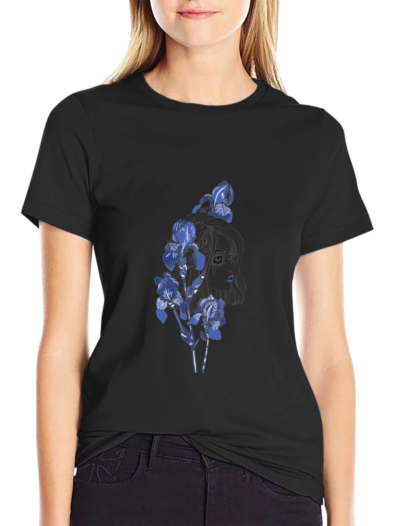 Floral Silhouette Tee - Black Graphic T-Shirt