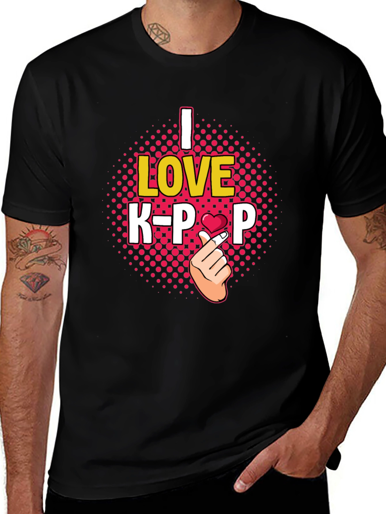I Love K-Pop T-Shirt - Heart Finger Sign