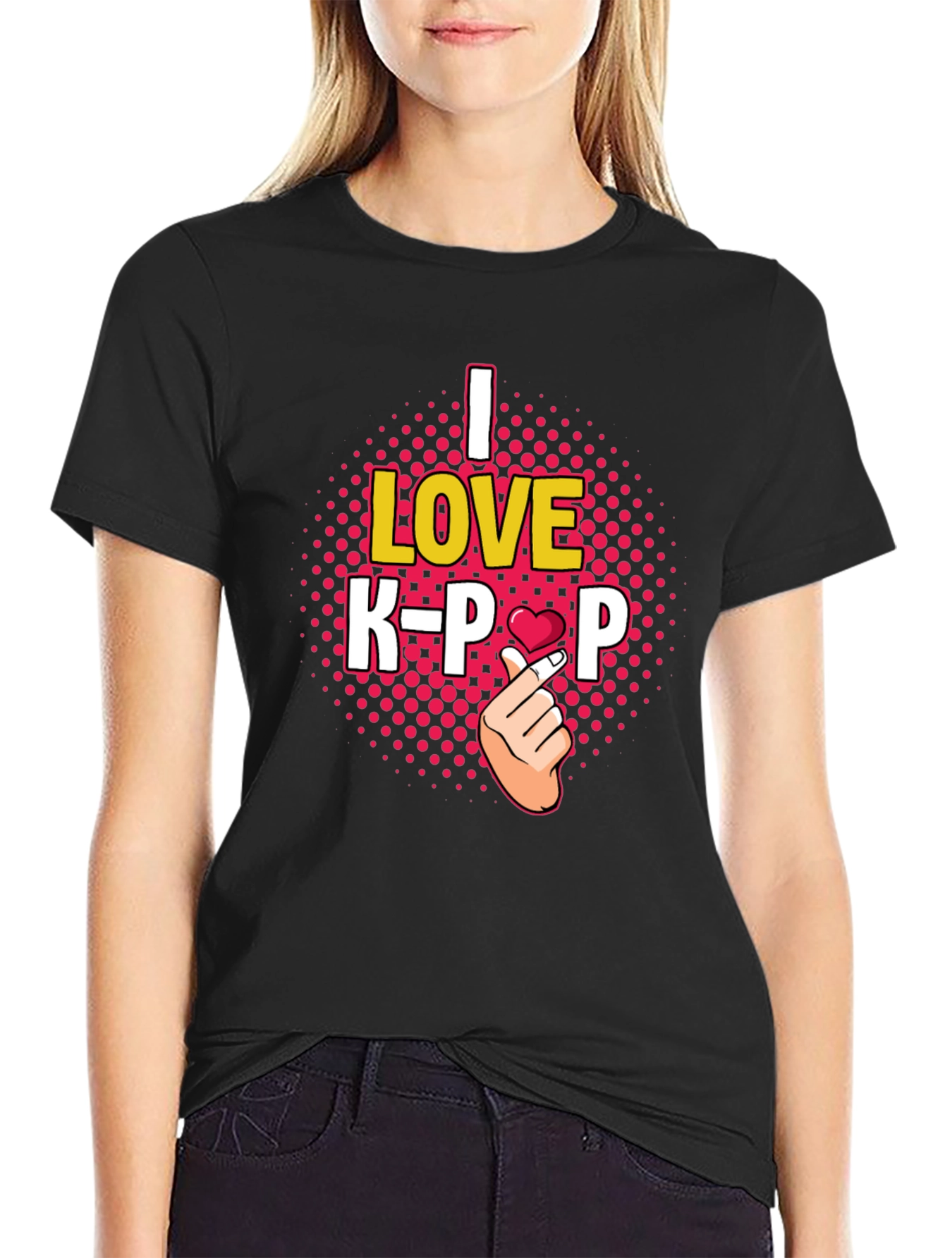 I Love K-Pop T-Shirt - Heart Finger Sign