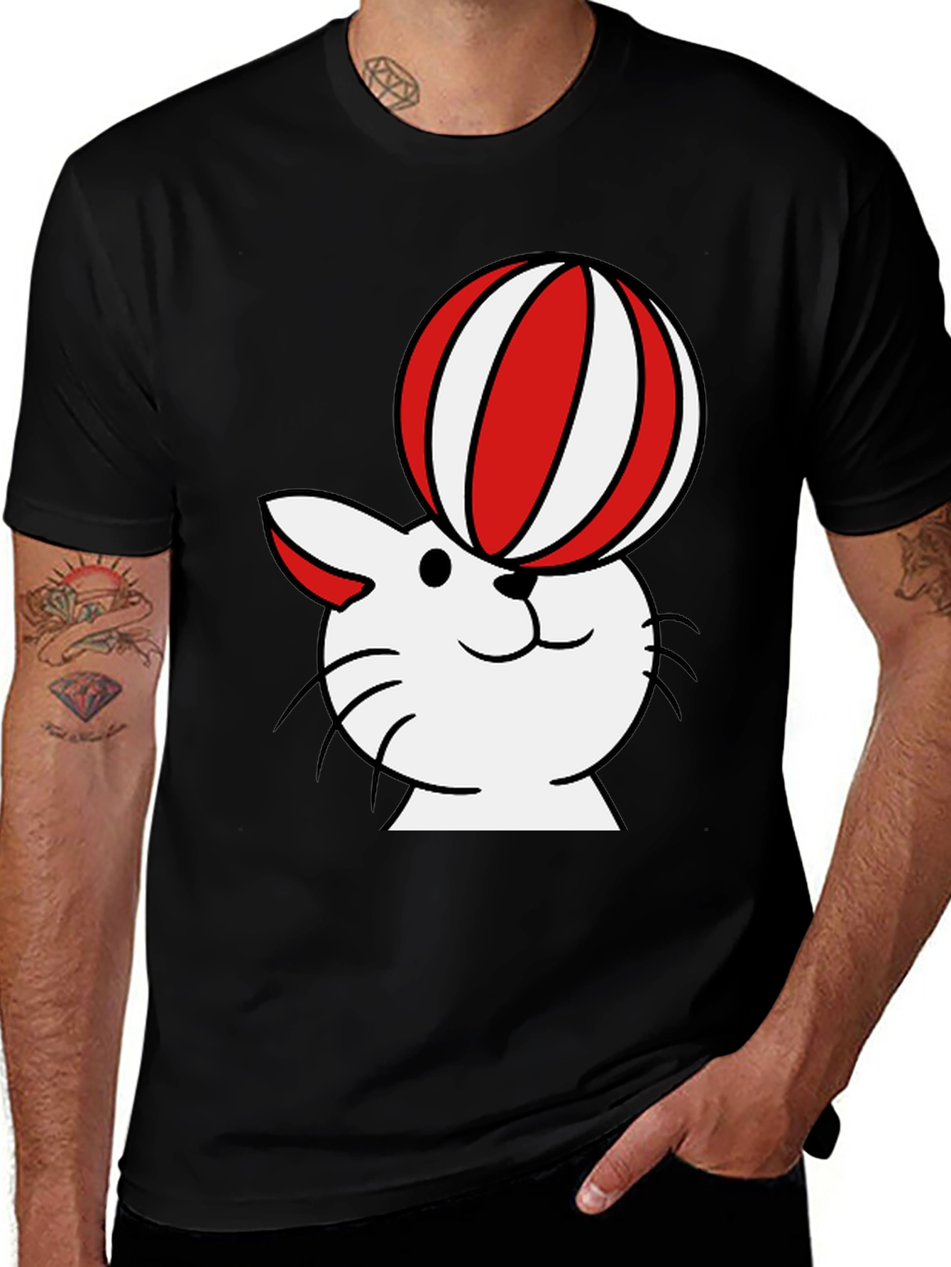 Cat with Ball T-Shirt - Whimsical Design