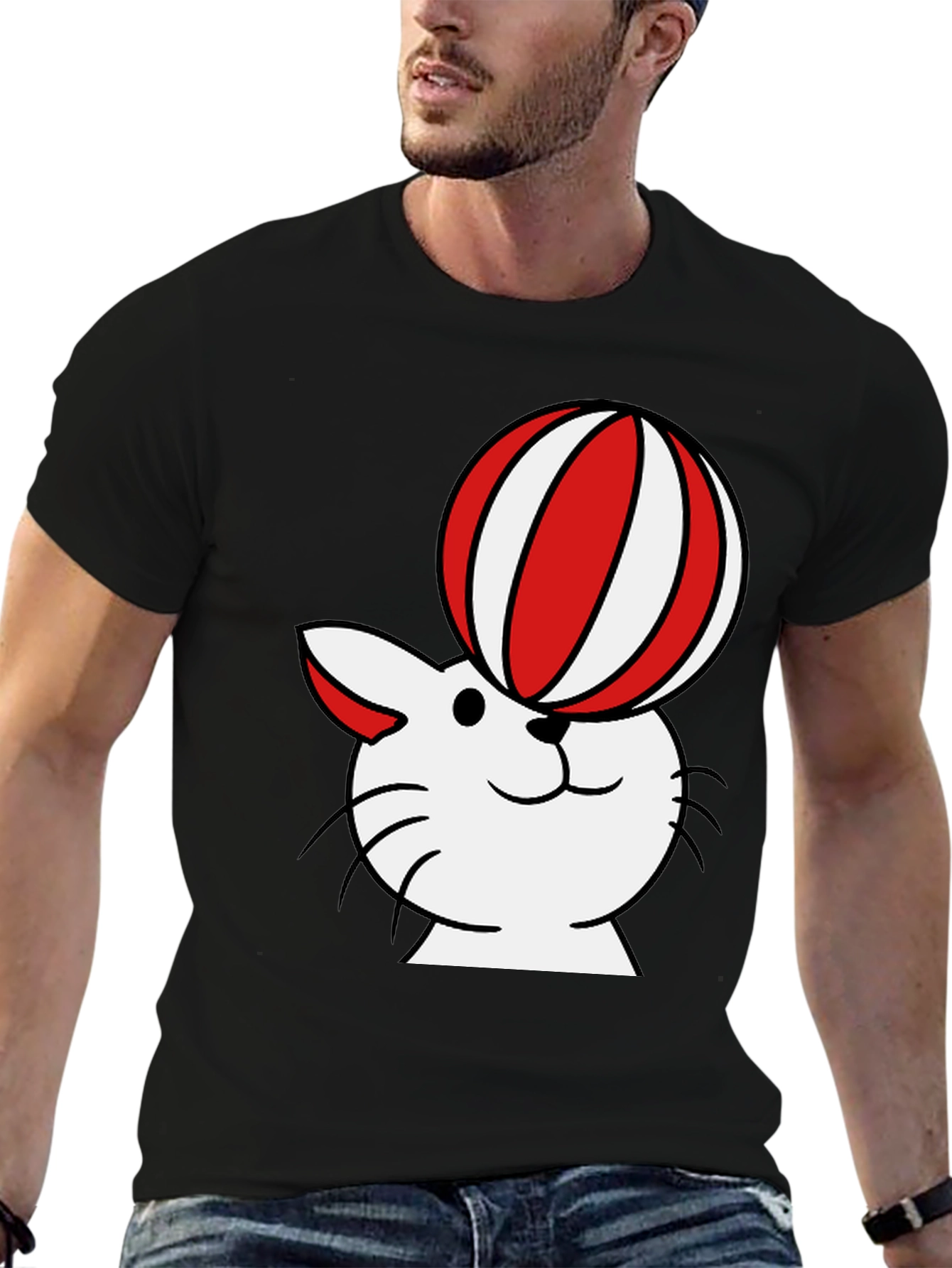 Cat with Ball T-Shirt - Whimsical Design