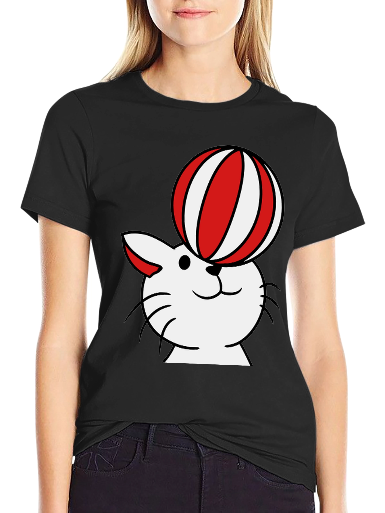 Cat with Ball T-Shirt - Whimsical Design