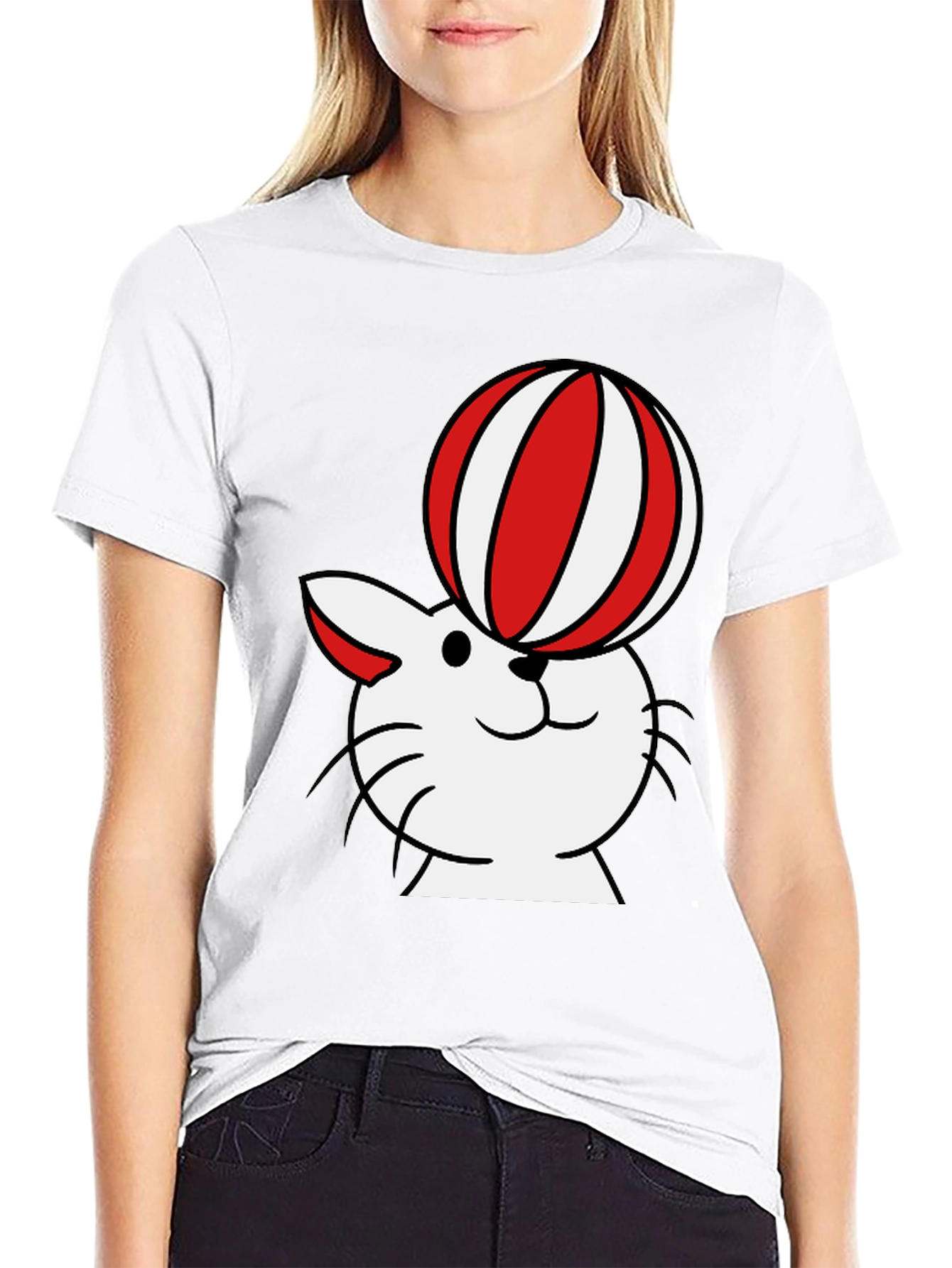Cat with Ball T-Shirt - Whimsical Design