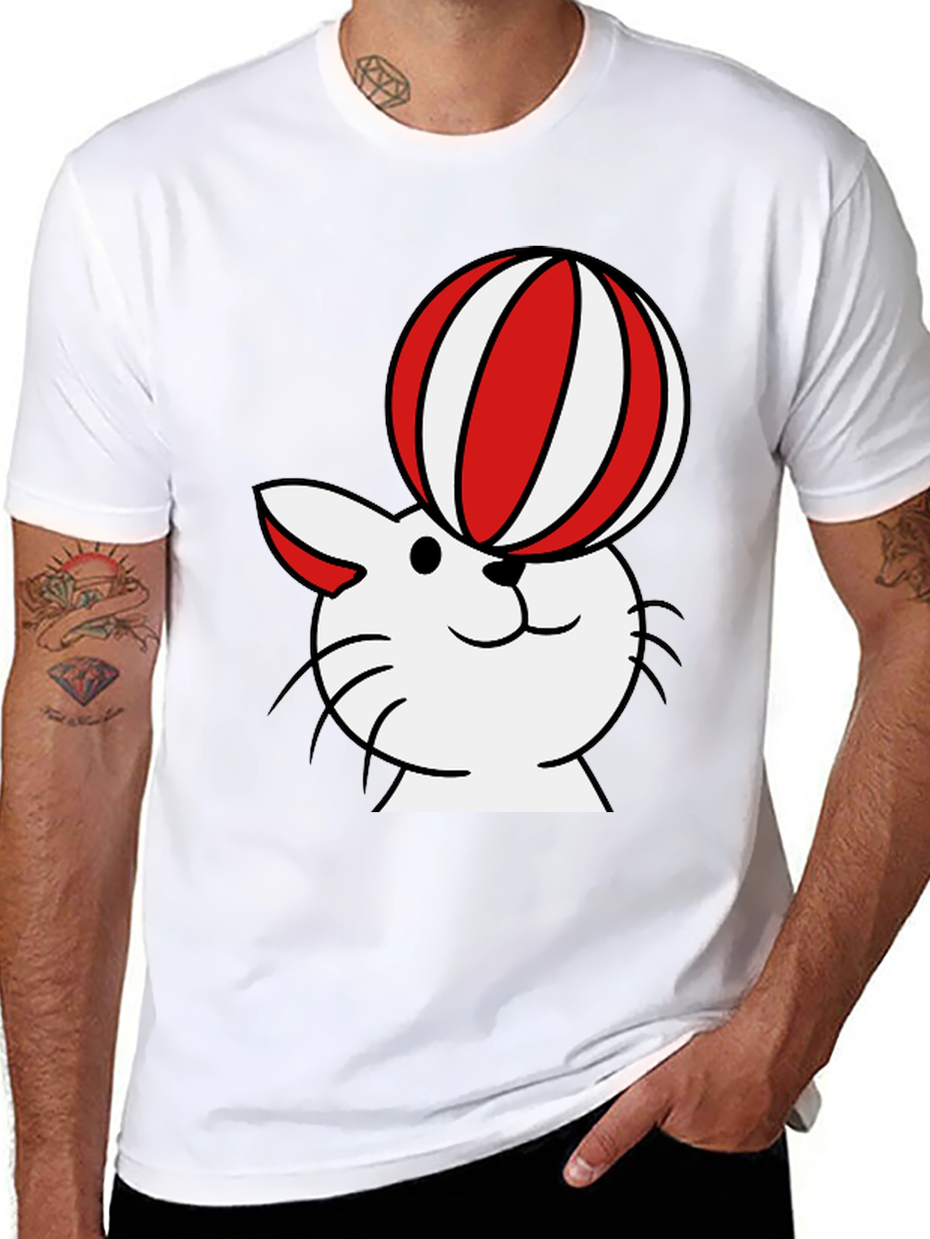 Cat with Ball T-Shirt - Whimsical Design