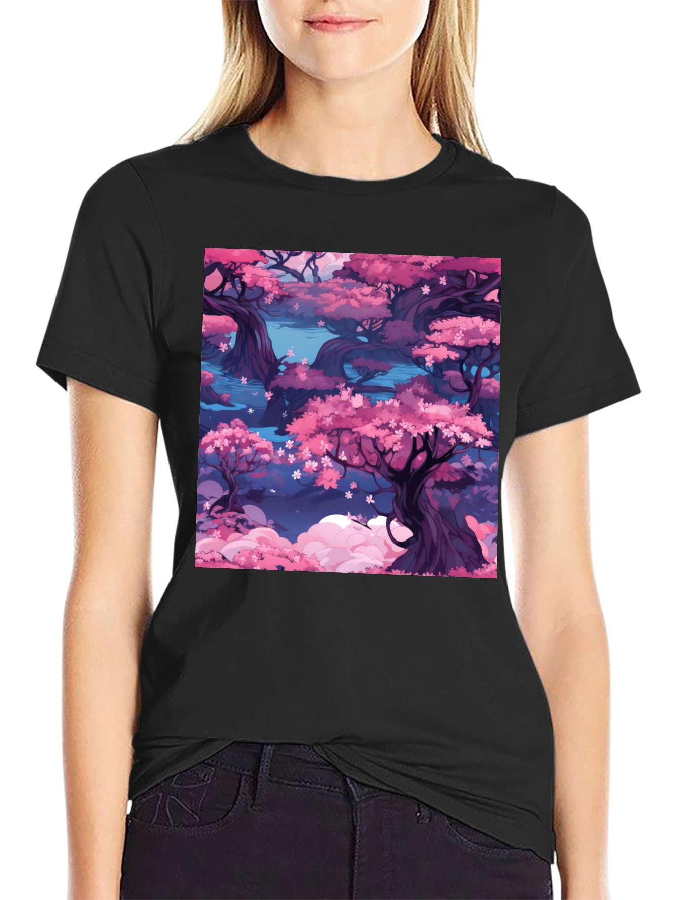 Sakura Blossom T-Shirt: Artistic Floral Design