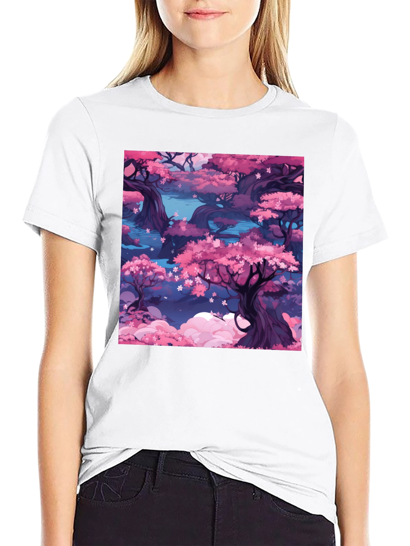 Sakura Blossom T-Shirt: Artistic Floral Design