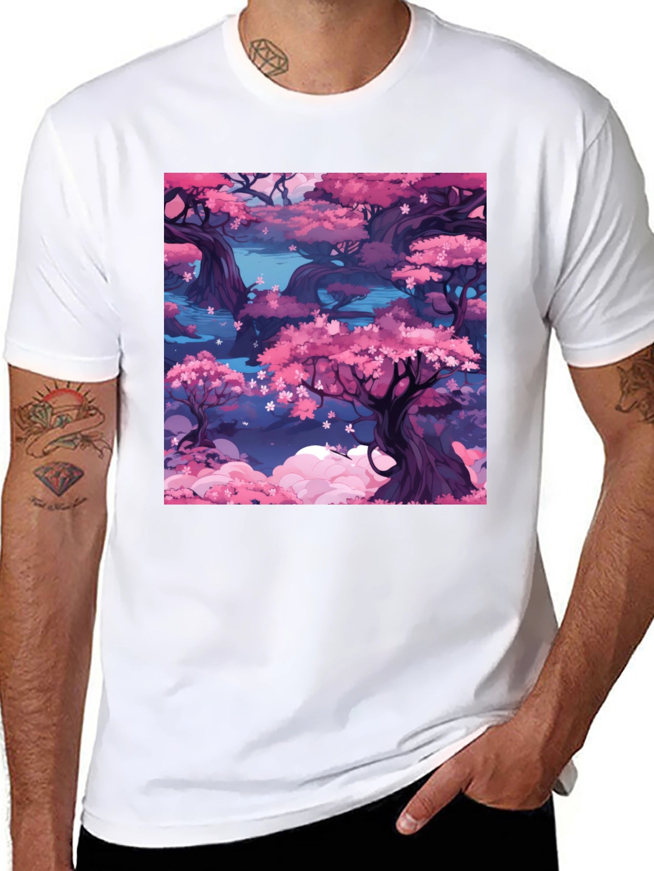 Sakura Blossom T-Shirt: Artistic Floral Design
