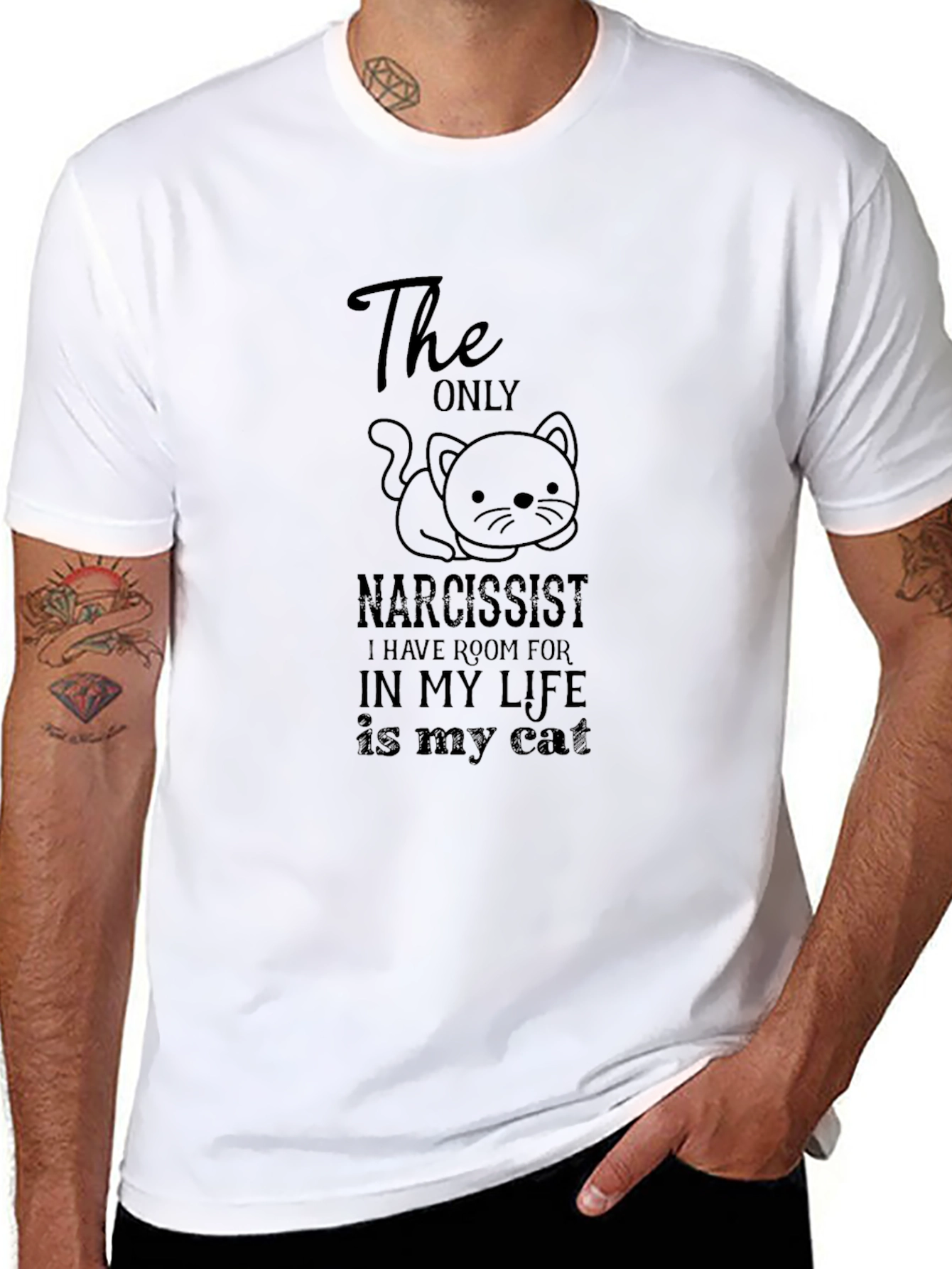 Narcissist Cat T-Shirt - Black Novelty Tee