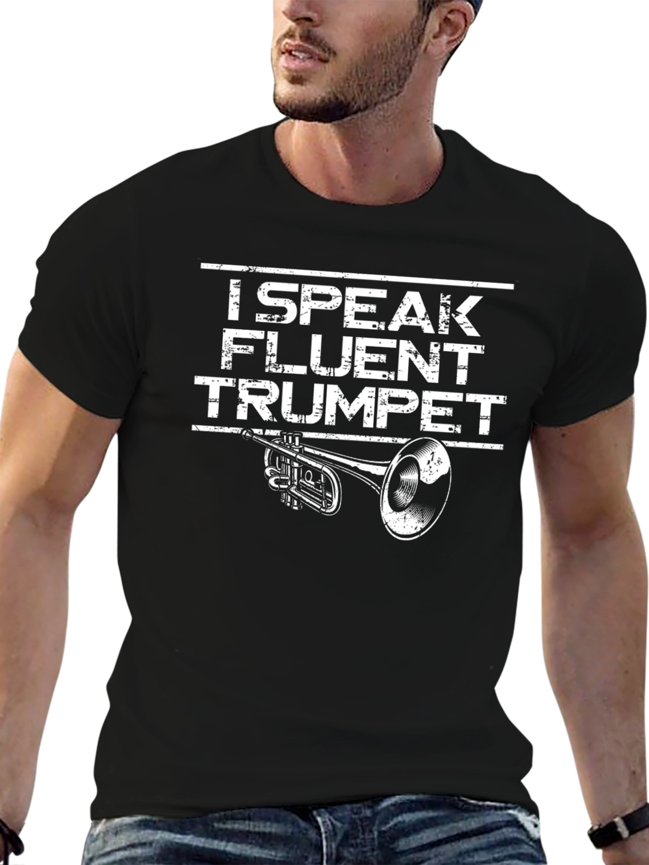 I Speak Fluent Trumpet Black T-Shirt