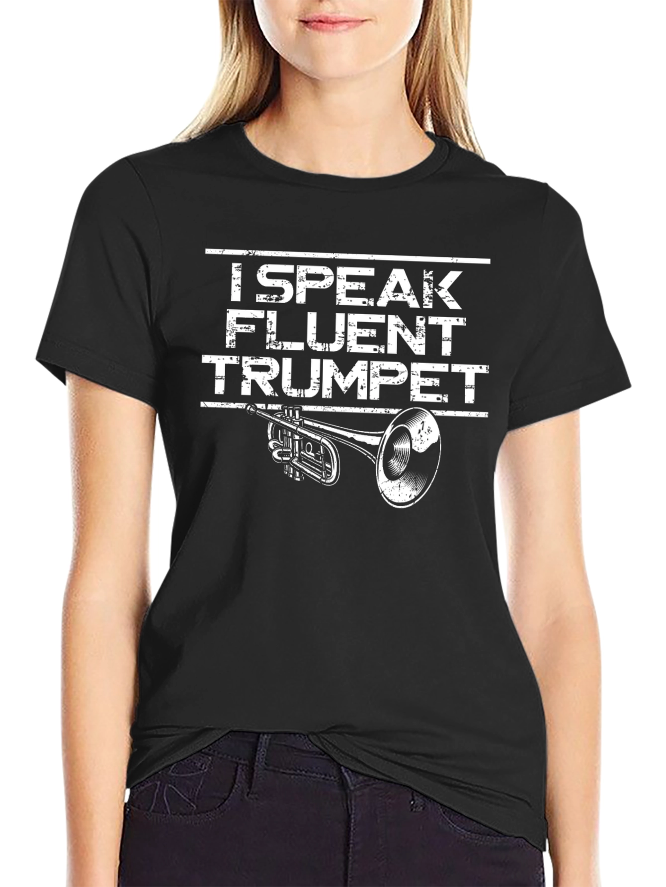 I Speak Fluent Trumpet Black T-Shirt