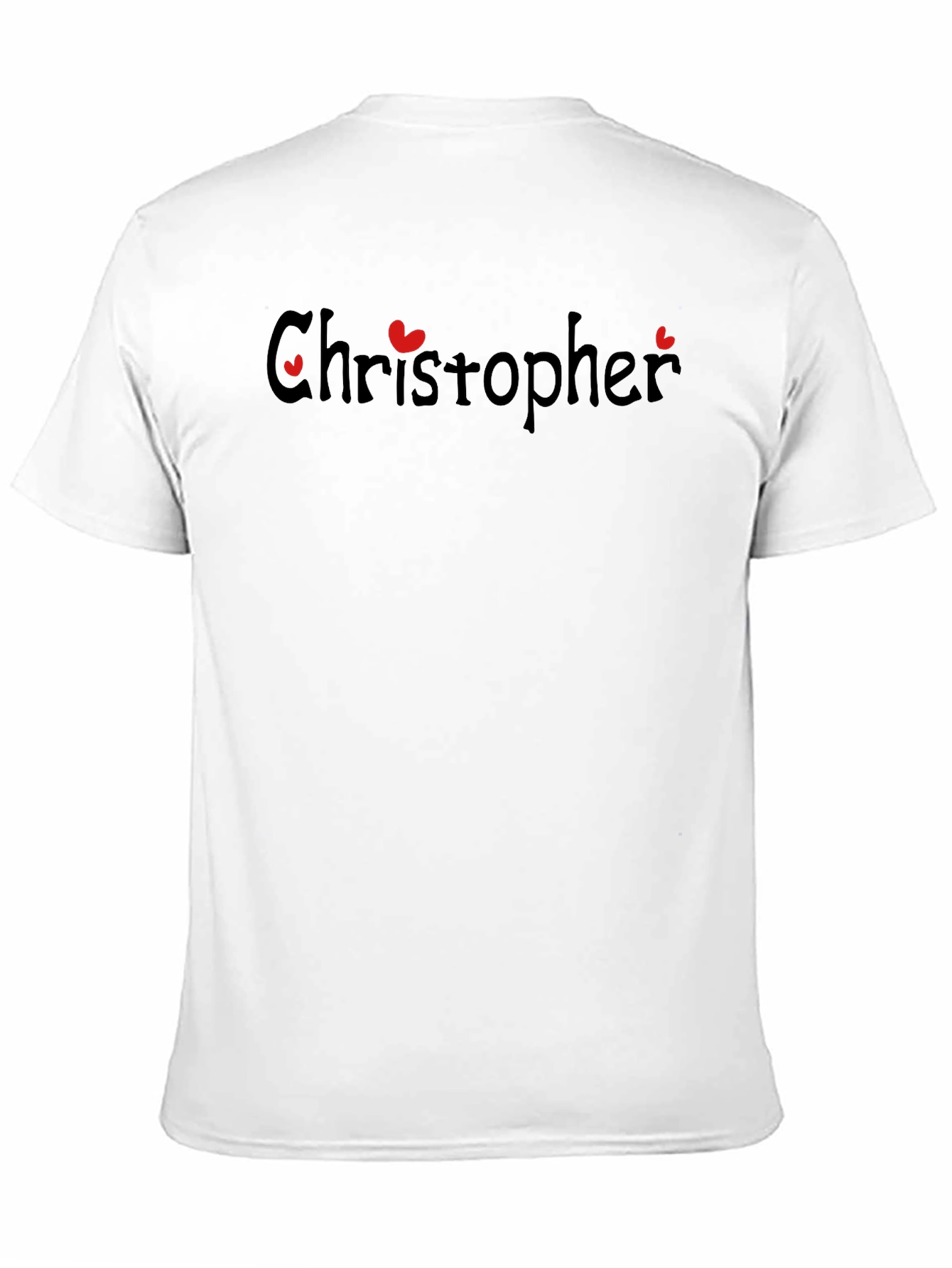 Personalized Christopher Heart Graphic Black T-Shirt