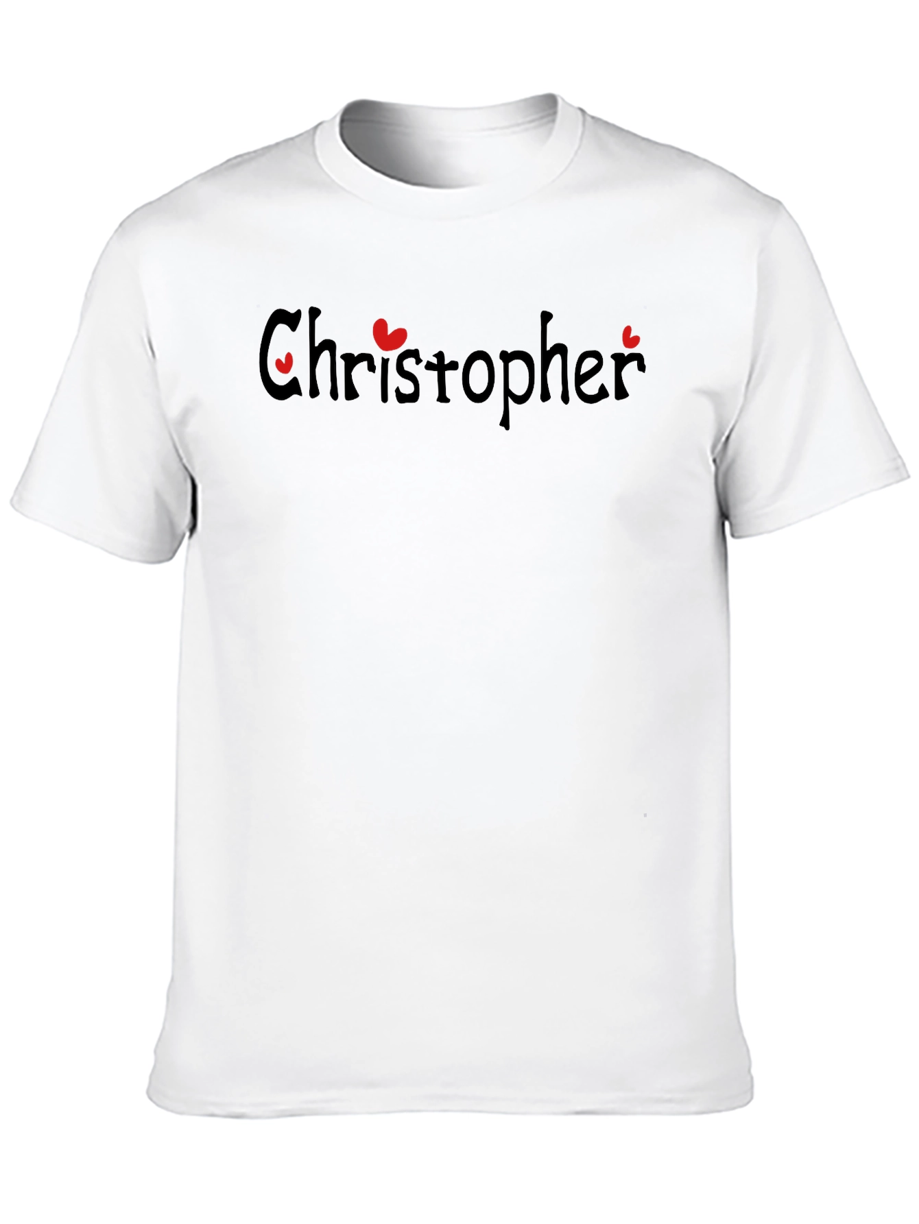 Personalized Christopher Heart Graphic Black T-Shirt