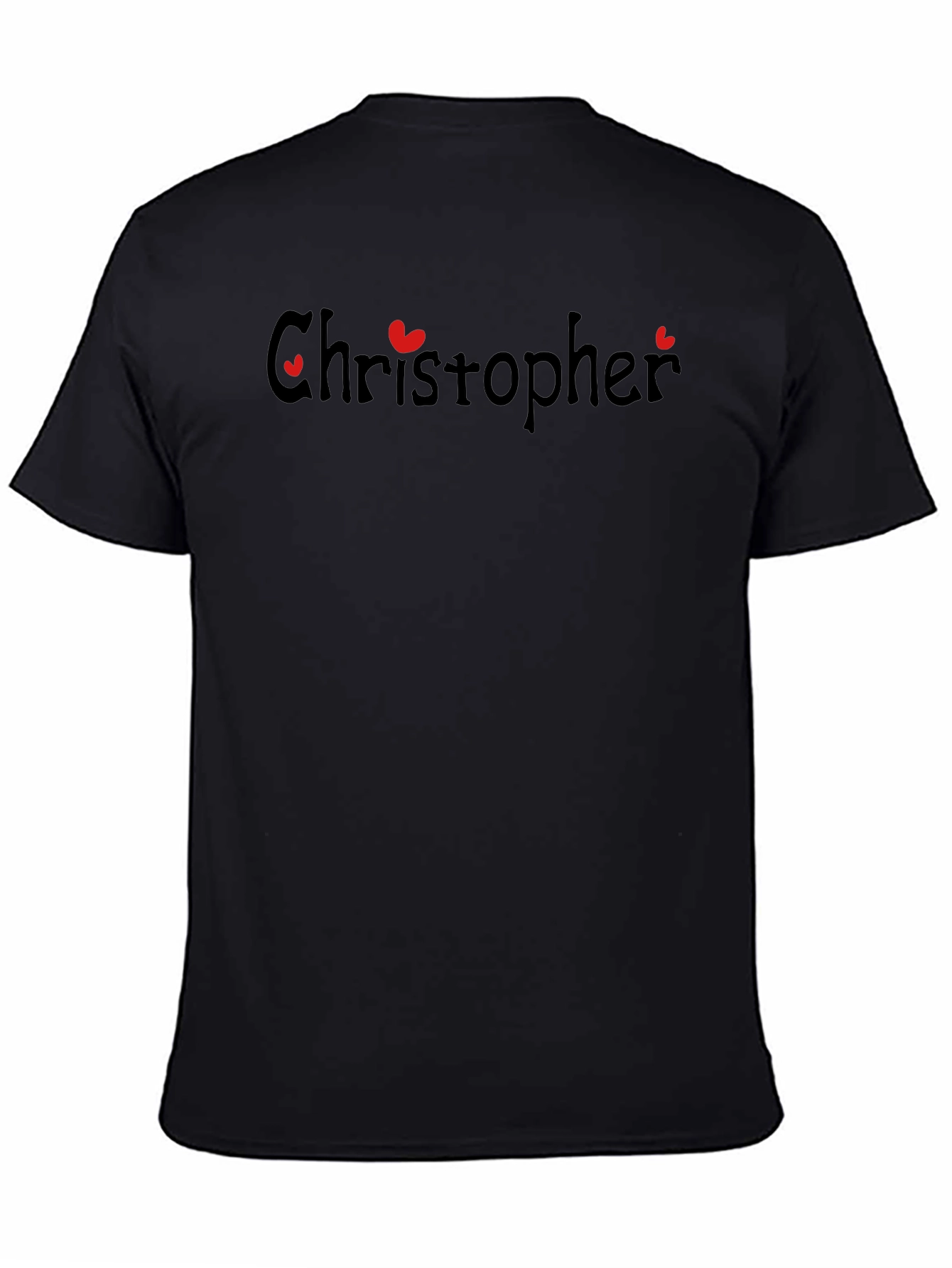 Personalized Christopher Heart Graphic Black T-Shirt