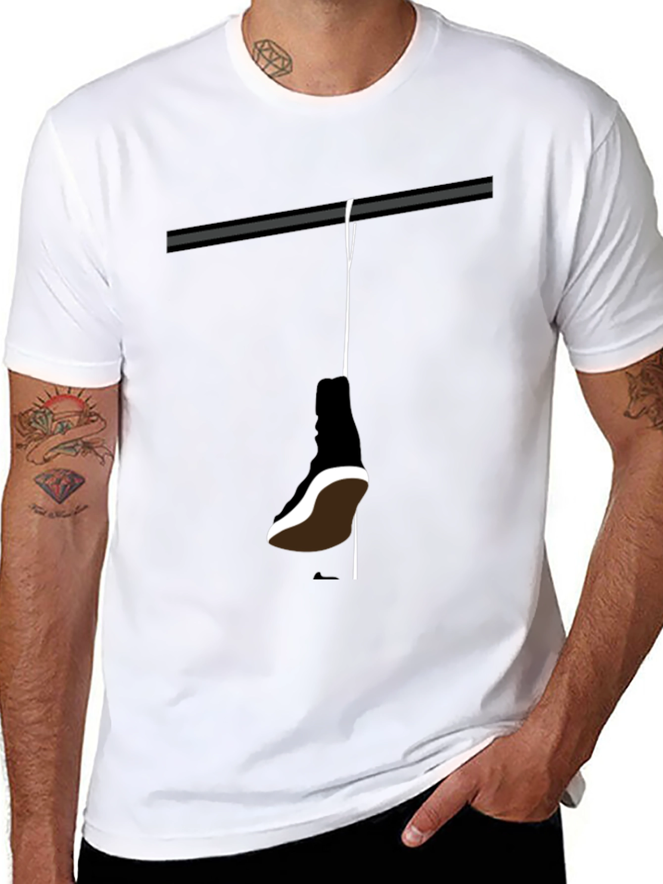 Hanging Shoe T-Shirt - Stylish Graphic Tee