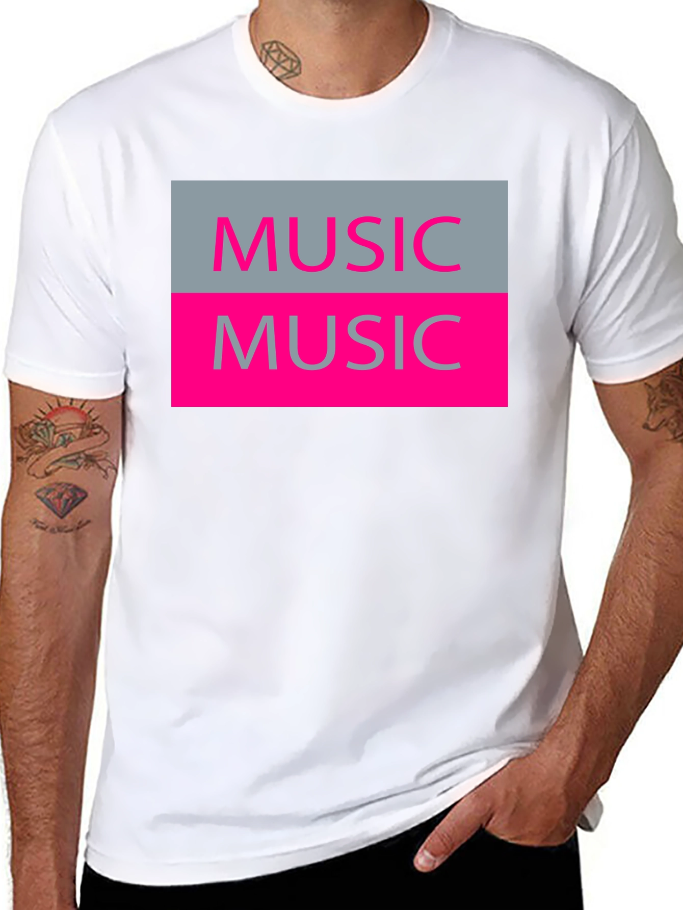 Music Graphic T-Shirt - Black Cotton Tee