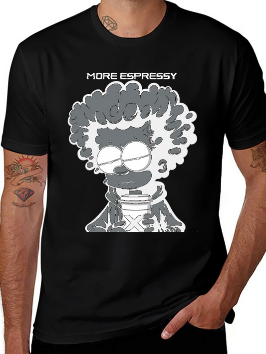 More Espressy Cartoon Graphic Black T-Shirt
